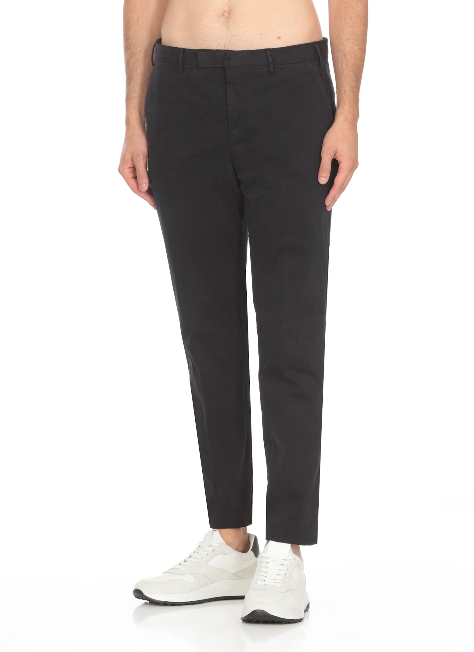 Shop Pt Torino Cotton Trousers In Blue