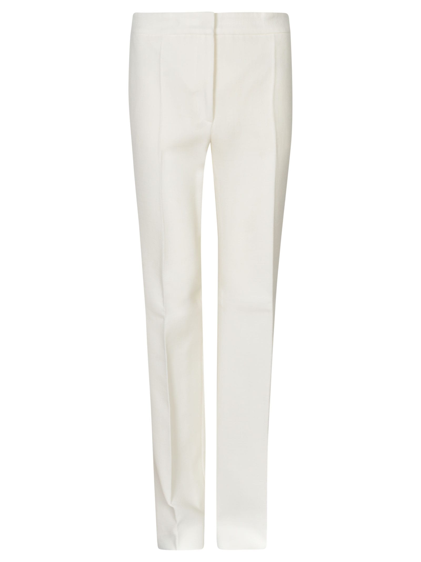 Shop Moschino Concealed Fitted Trousers In White