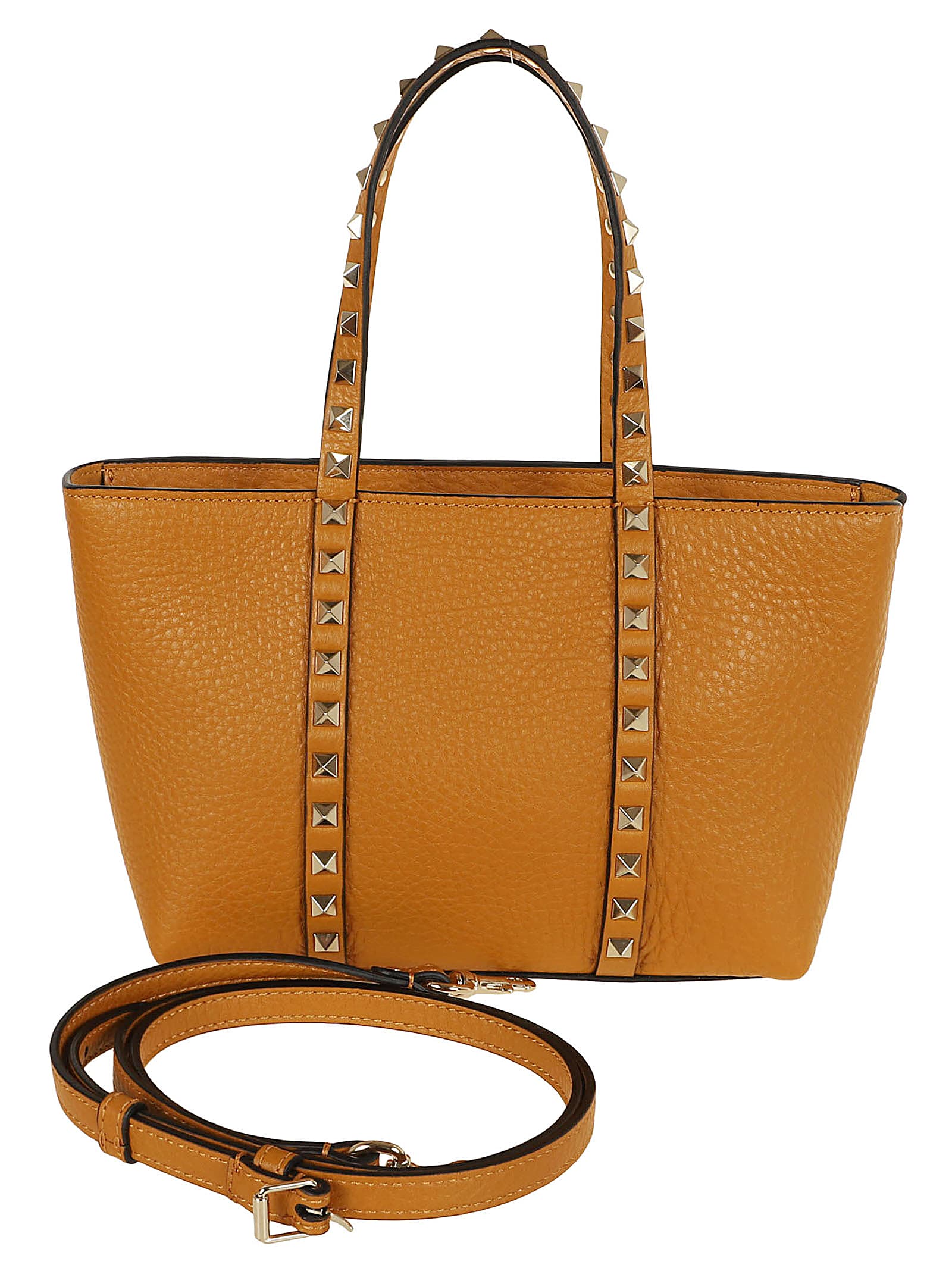 Valentino Mini Tote Rockstud In Golden Cuir