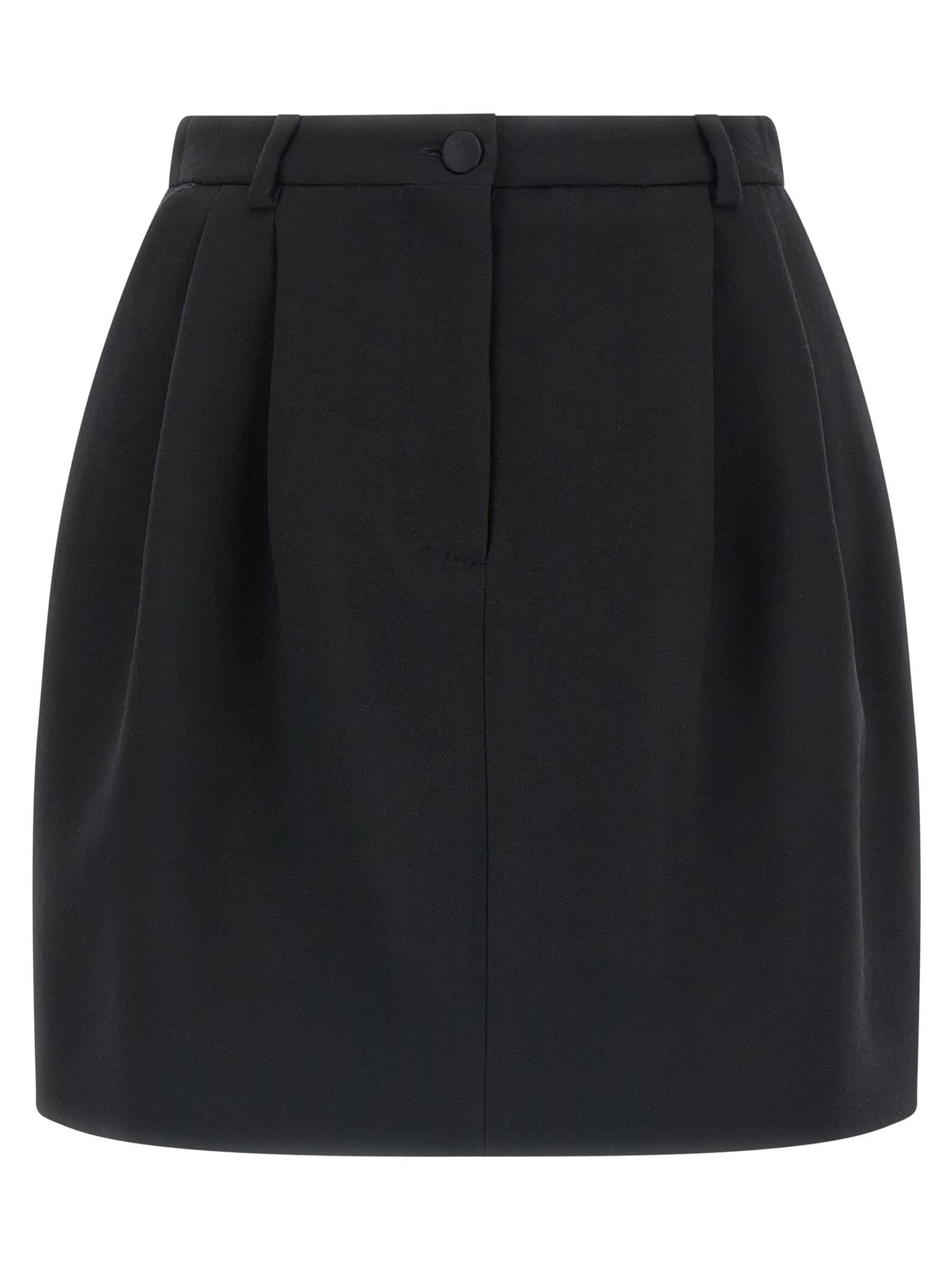 Dolce & Gabbana Short Skirt In Double Wool Crêpe In Black