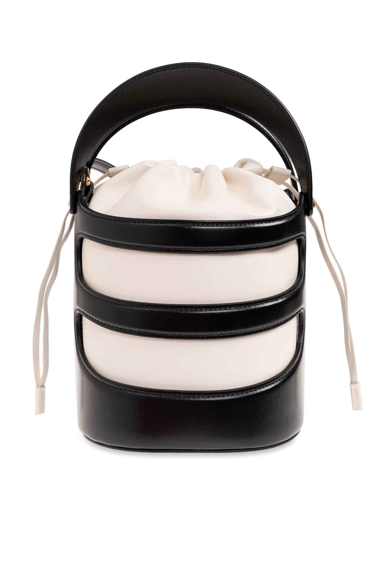 Shop Alexander Mcqueen The Rise Bucket Bag In Black/soft Ivory