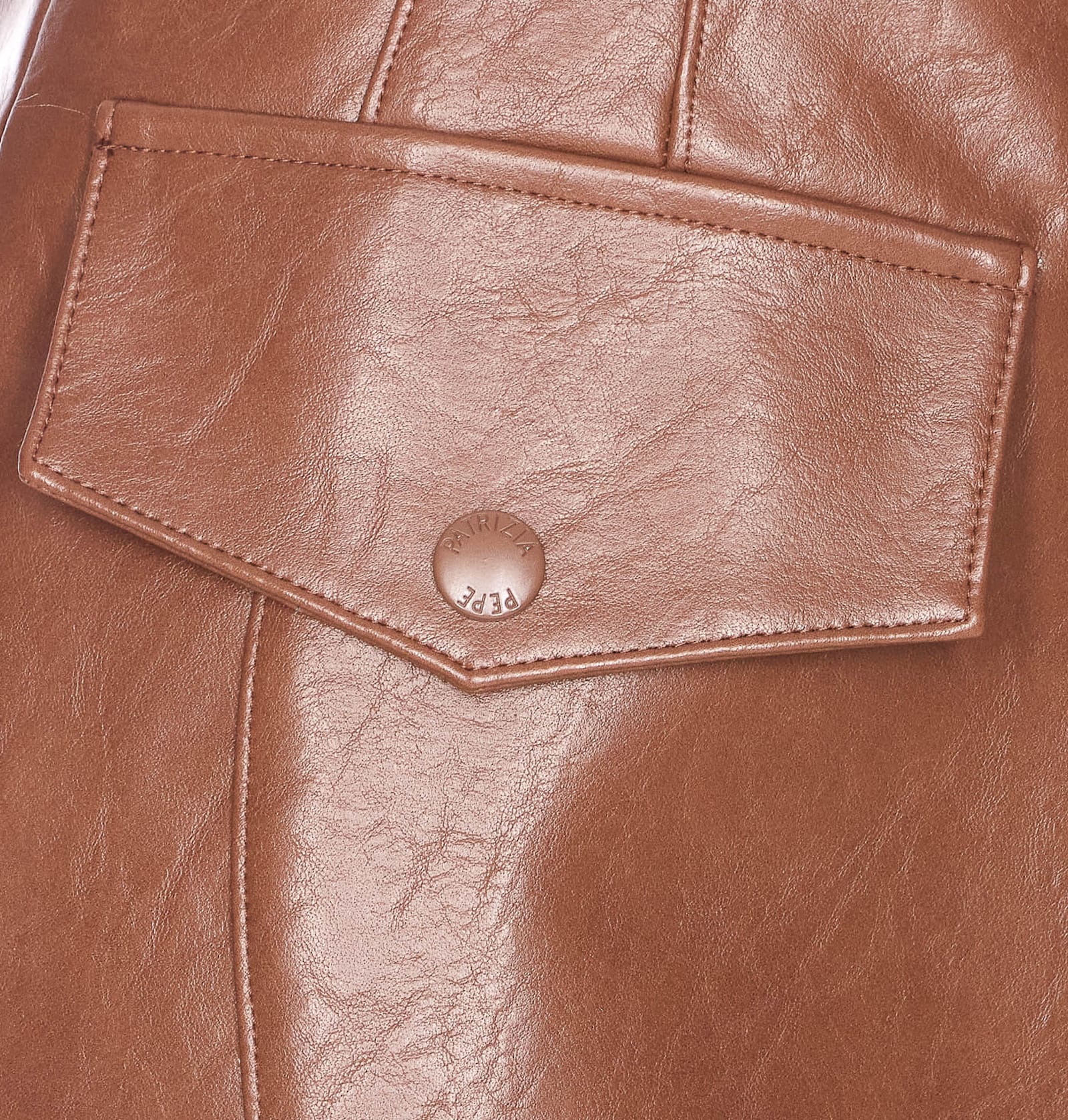 Patrizia Pepe Faux Leather Mini Skirt In Brown