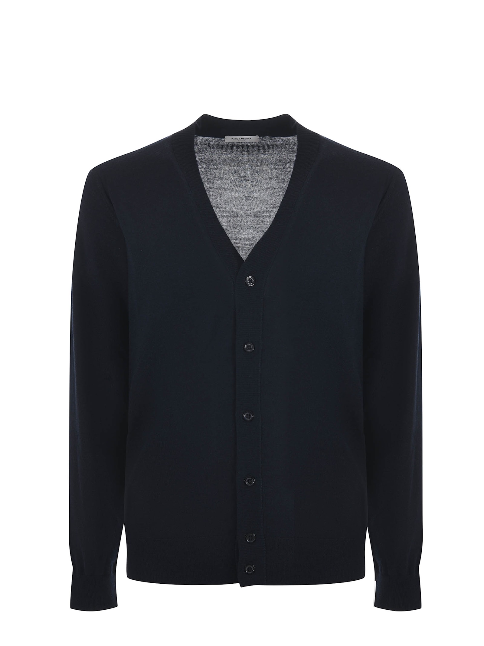 Shop Paolo Pecora Virgin Wool Cardigan In Blue