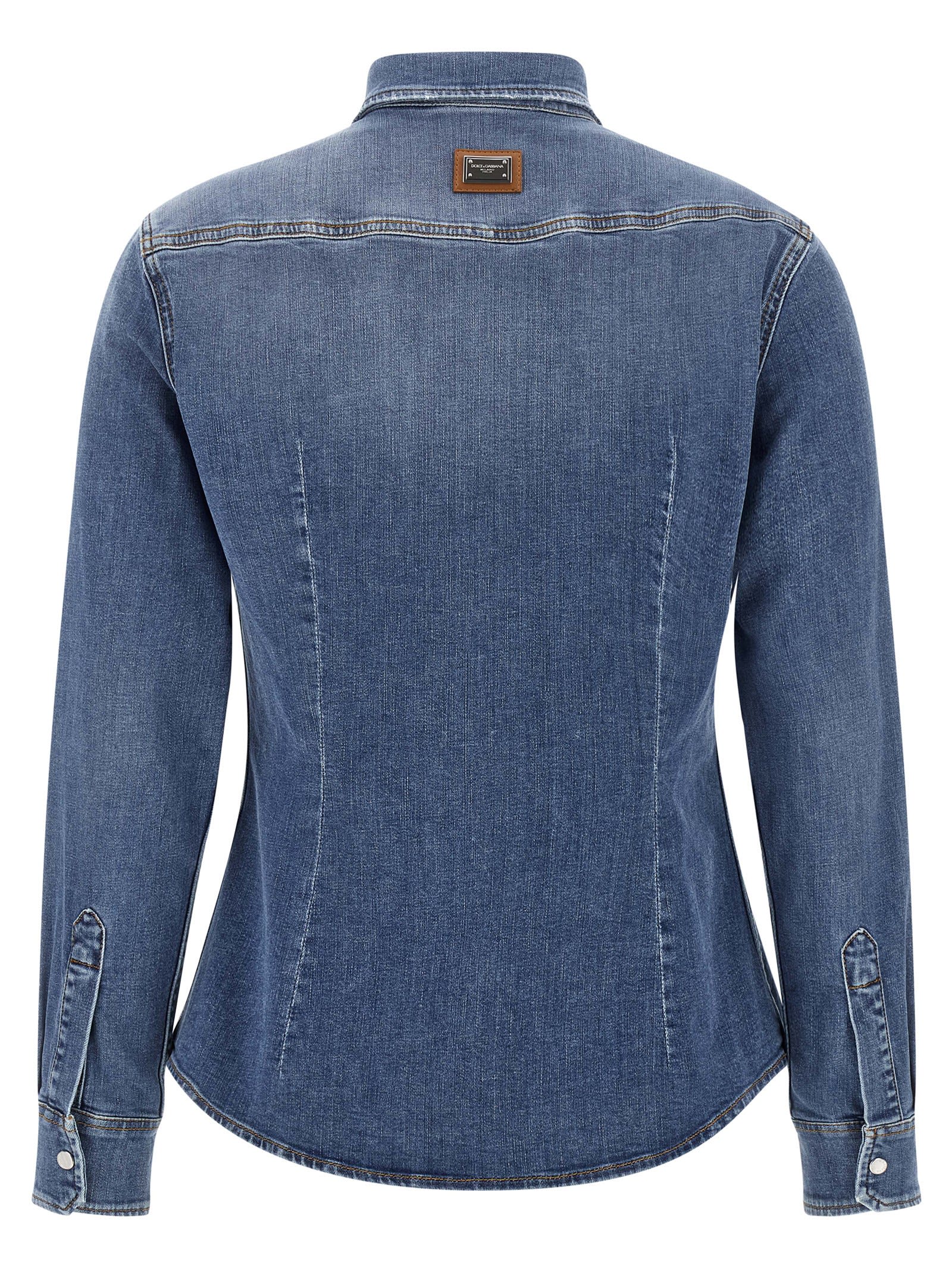 Dolce & Gabbana Denim Cotton Shirt With Chest Pockets In Blue