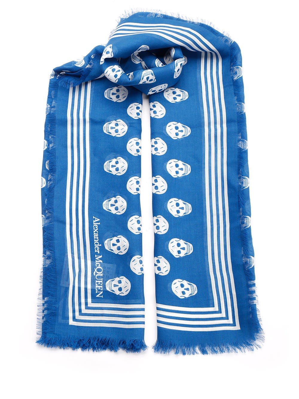 Shop Alexander Mcqueen Skull Scarf In Blue