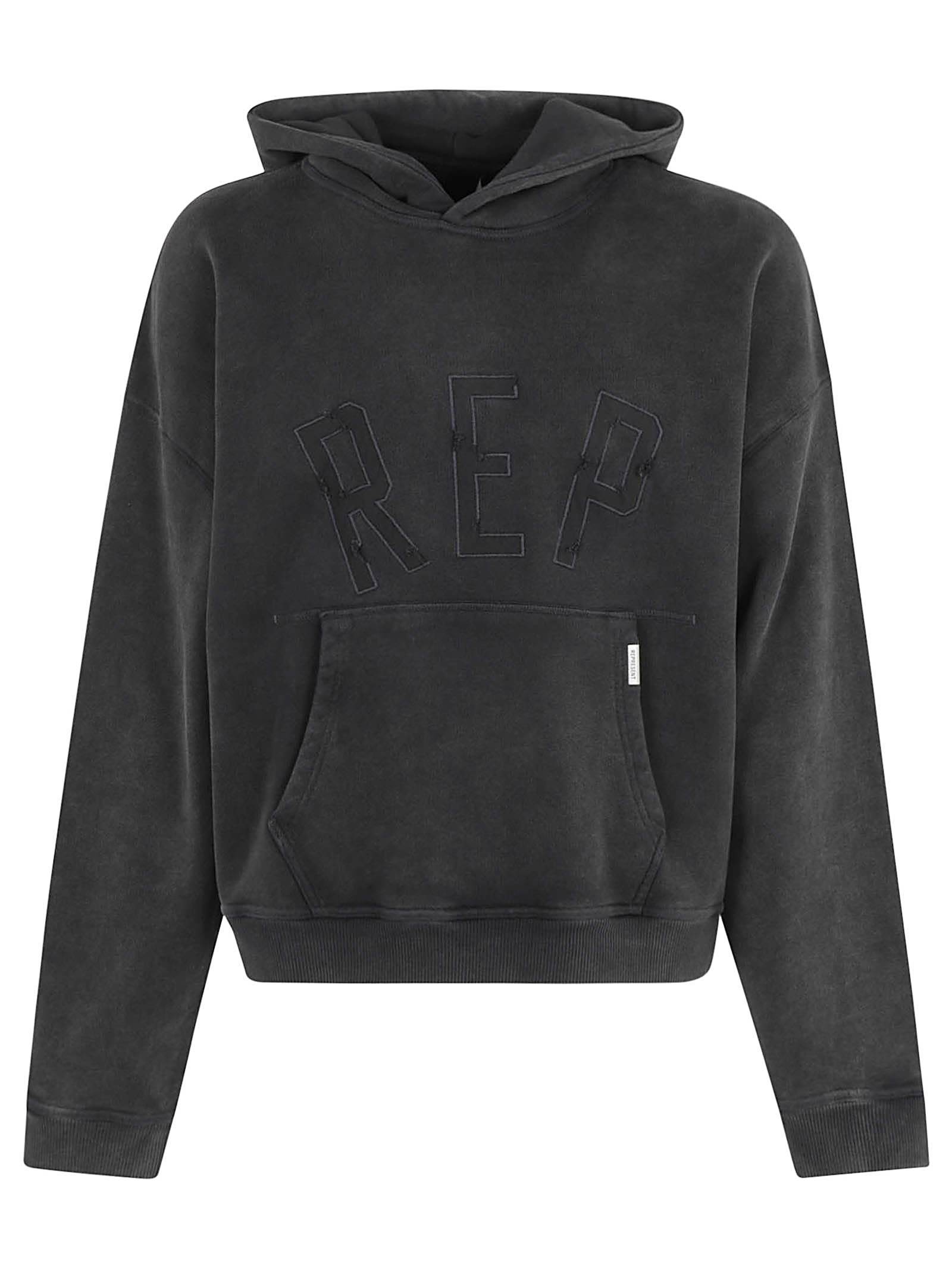 Shop Represent Rep Logo Washed Effect Hoodie In Vintage Black