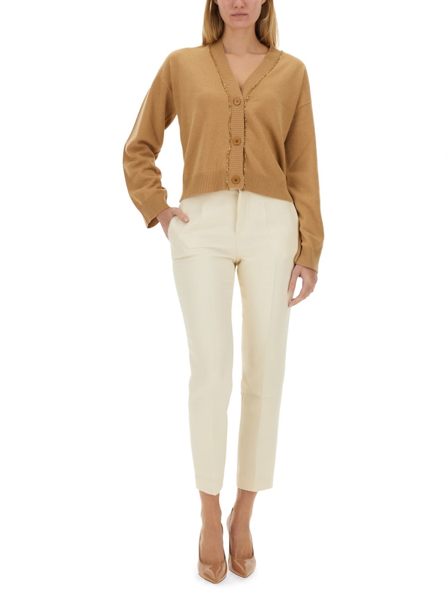 Shop Fabiana Filippi Boxy Cardigan. In Beige