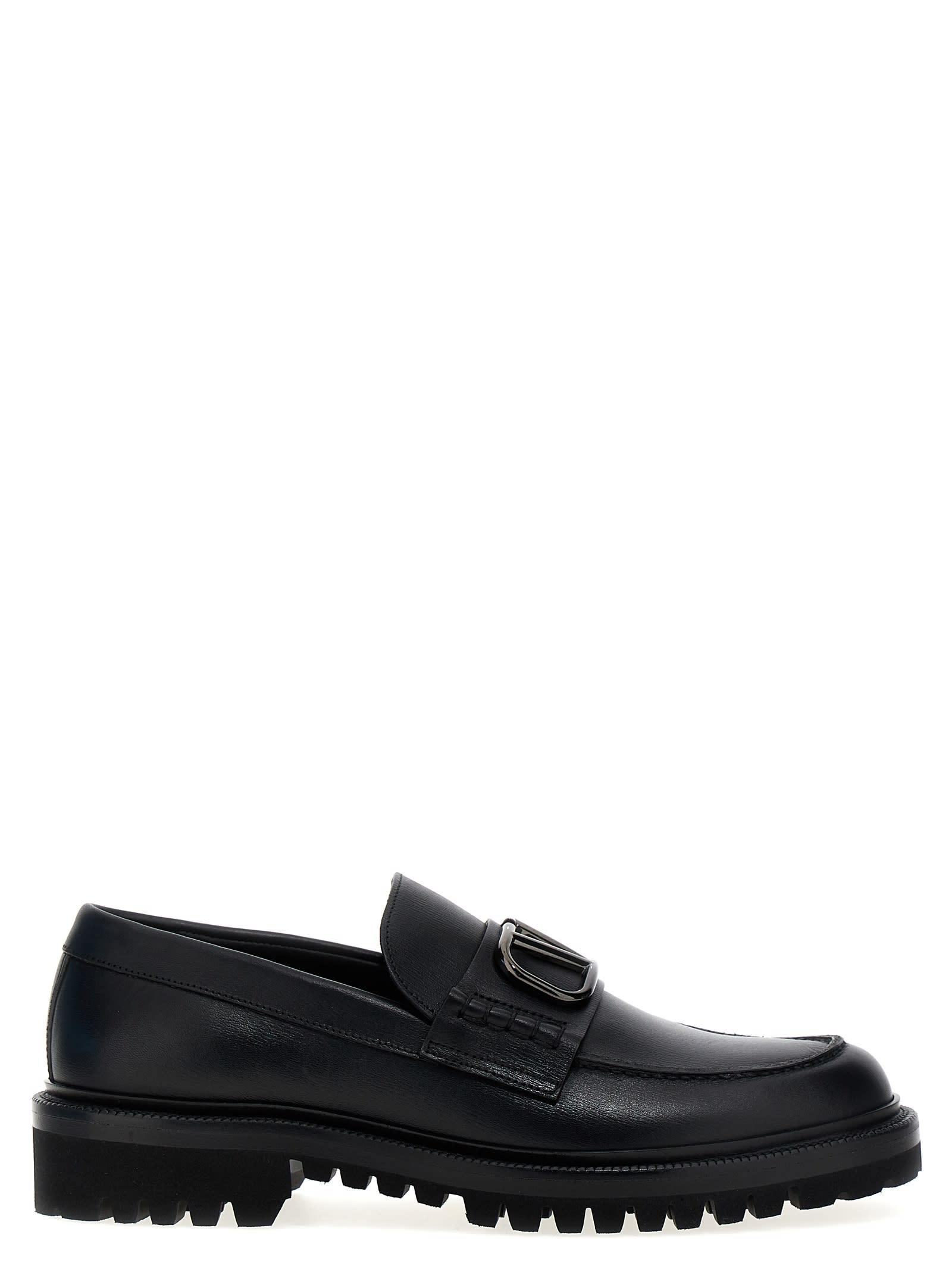 Shop Valentino Vlogo Signature Loafers In Black