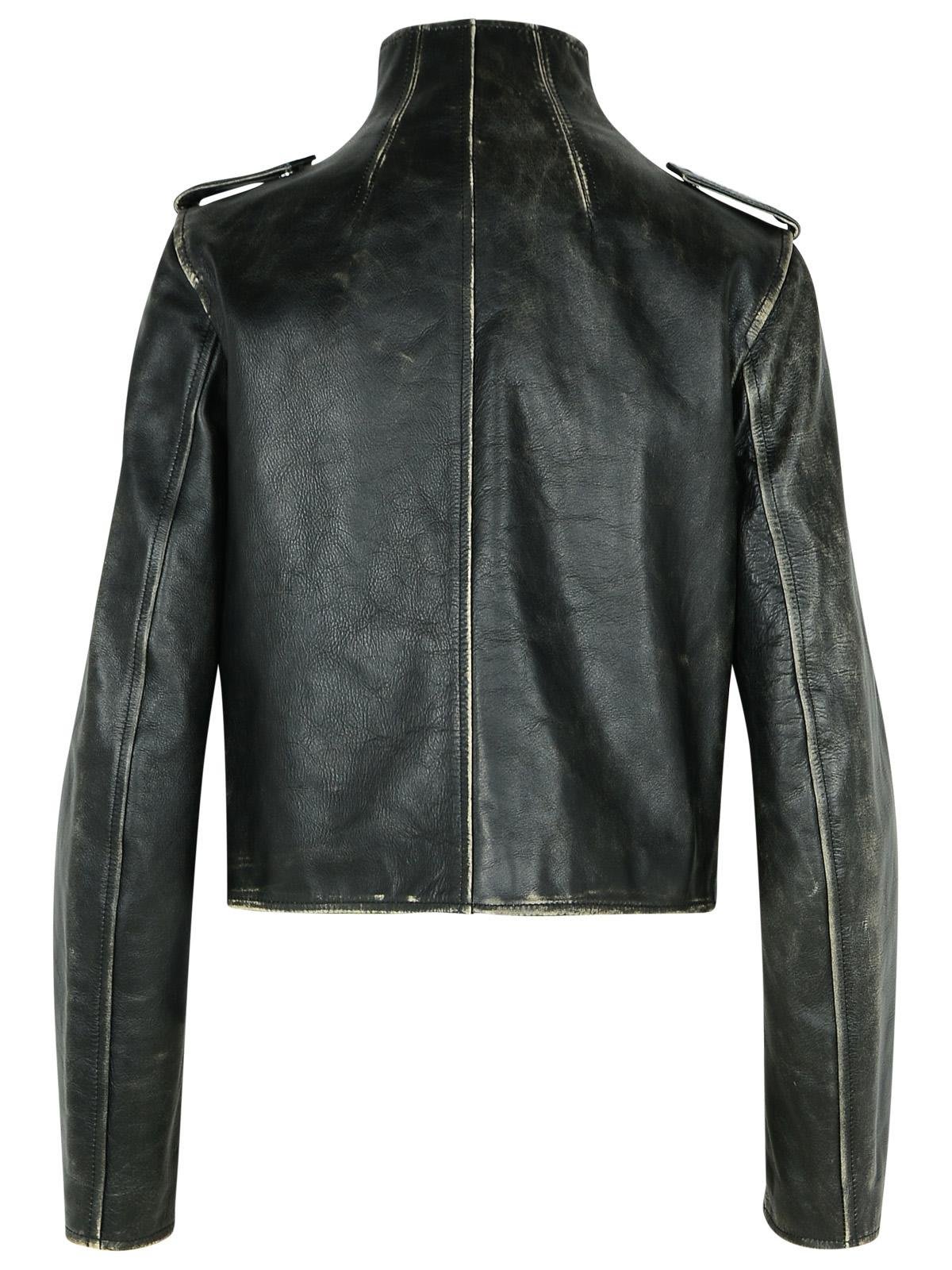 Shop Off-white Vintage Lea Biker Jacket In Black