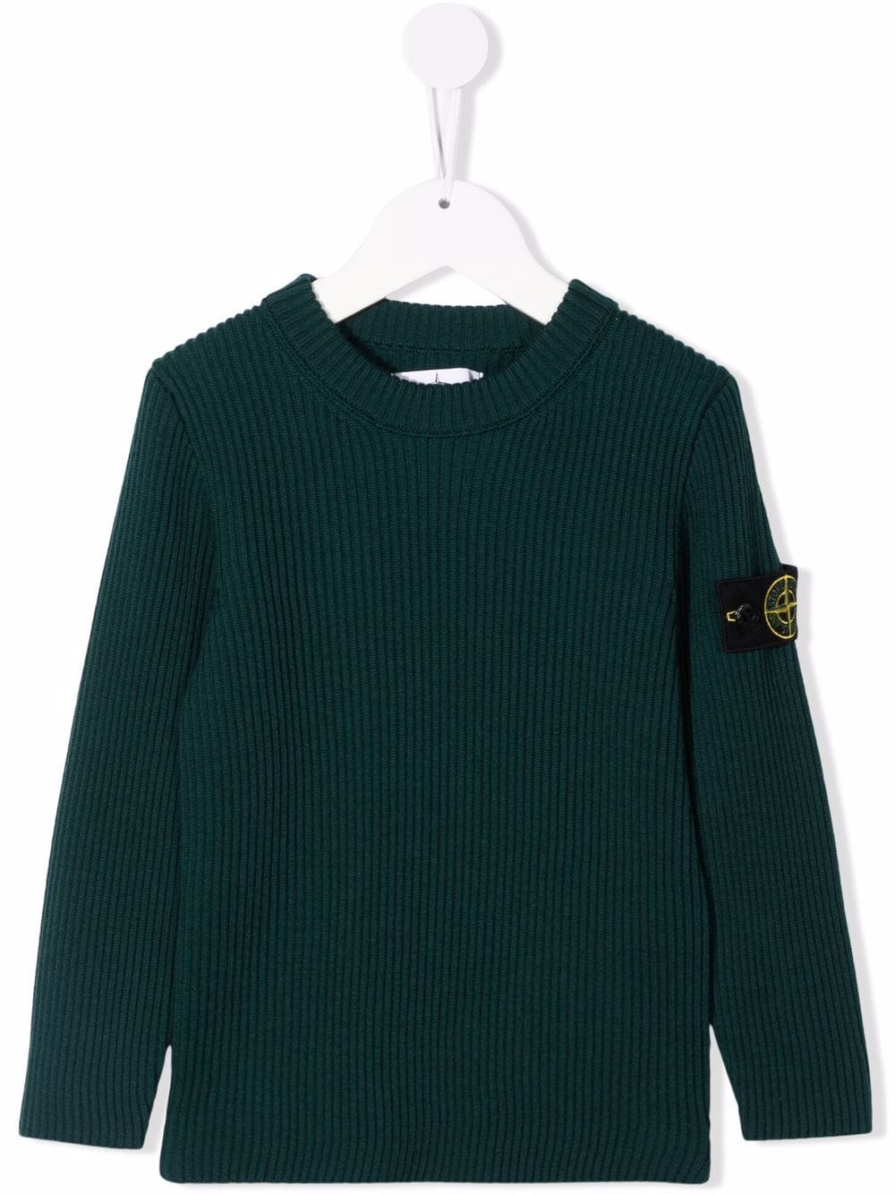Stone Island Junior Kids Dark Green Ribbed Wool Sweater