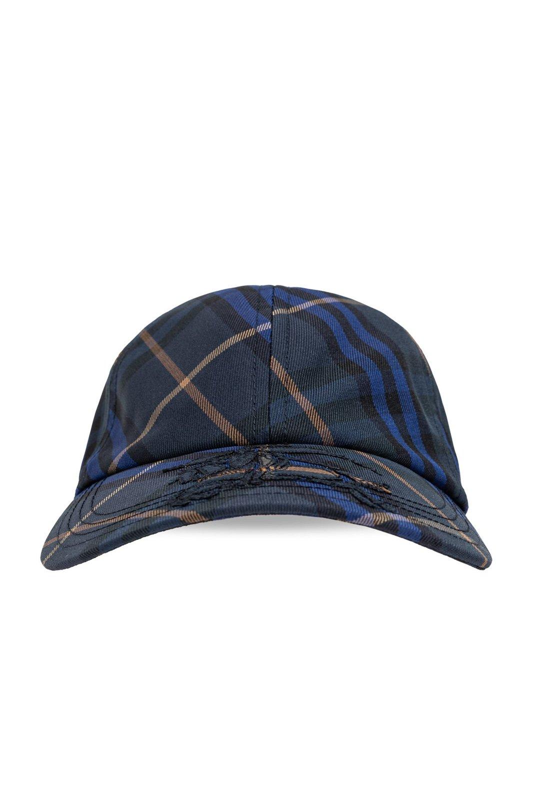 Equestrian Knight Motif Checked Baseball Cap