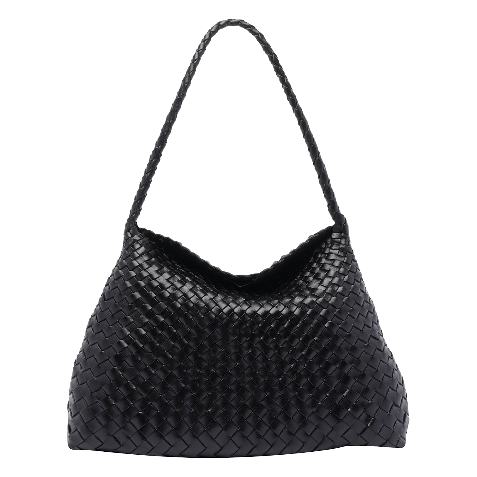 Dragon Diffusion Santa Croce Woven Leather Shoulder Bag In Black