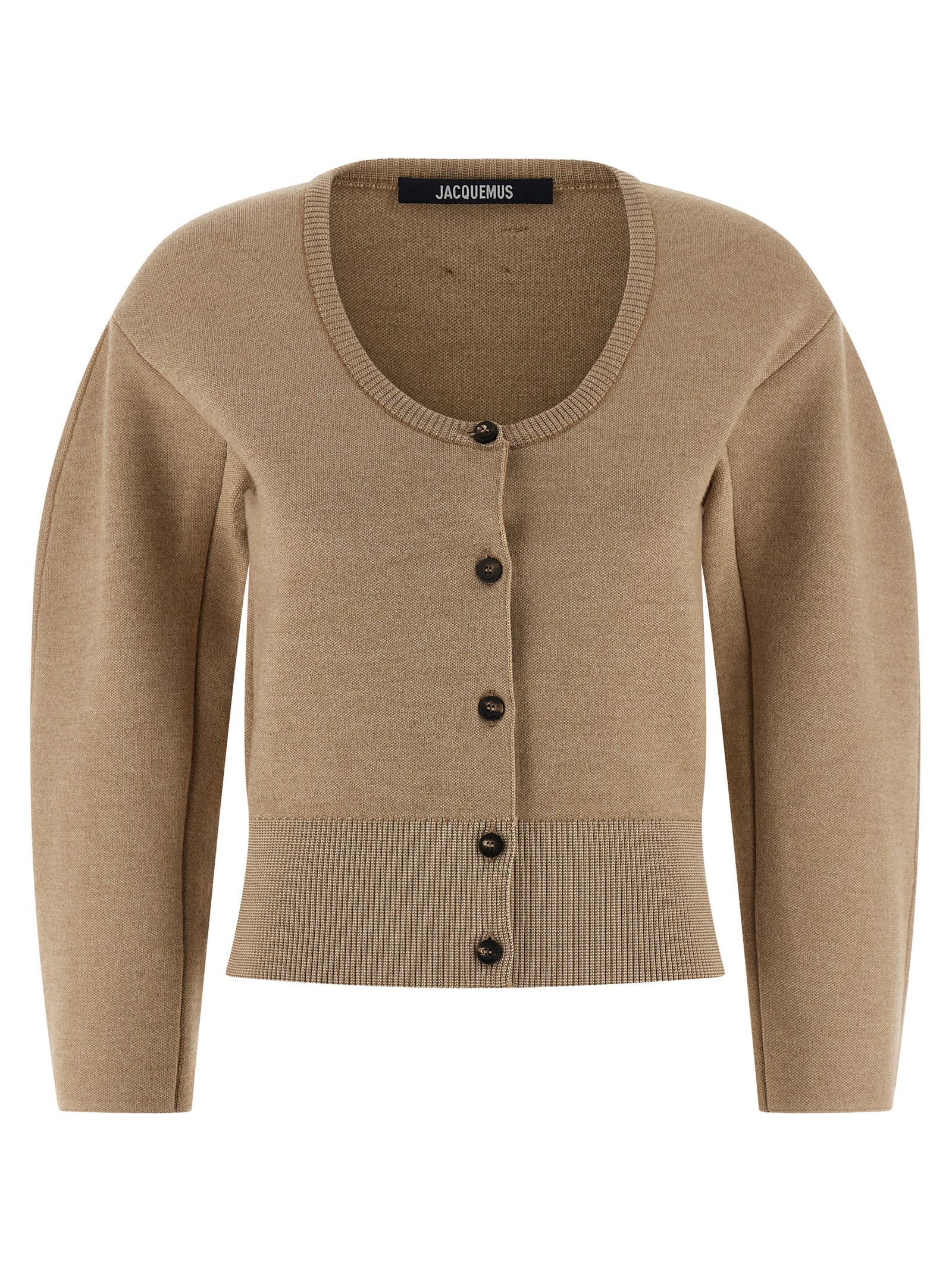 Jacquemus Doppio Button Round-neck Cardigan In Nude