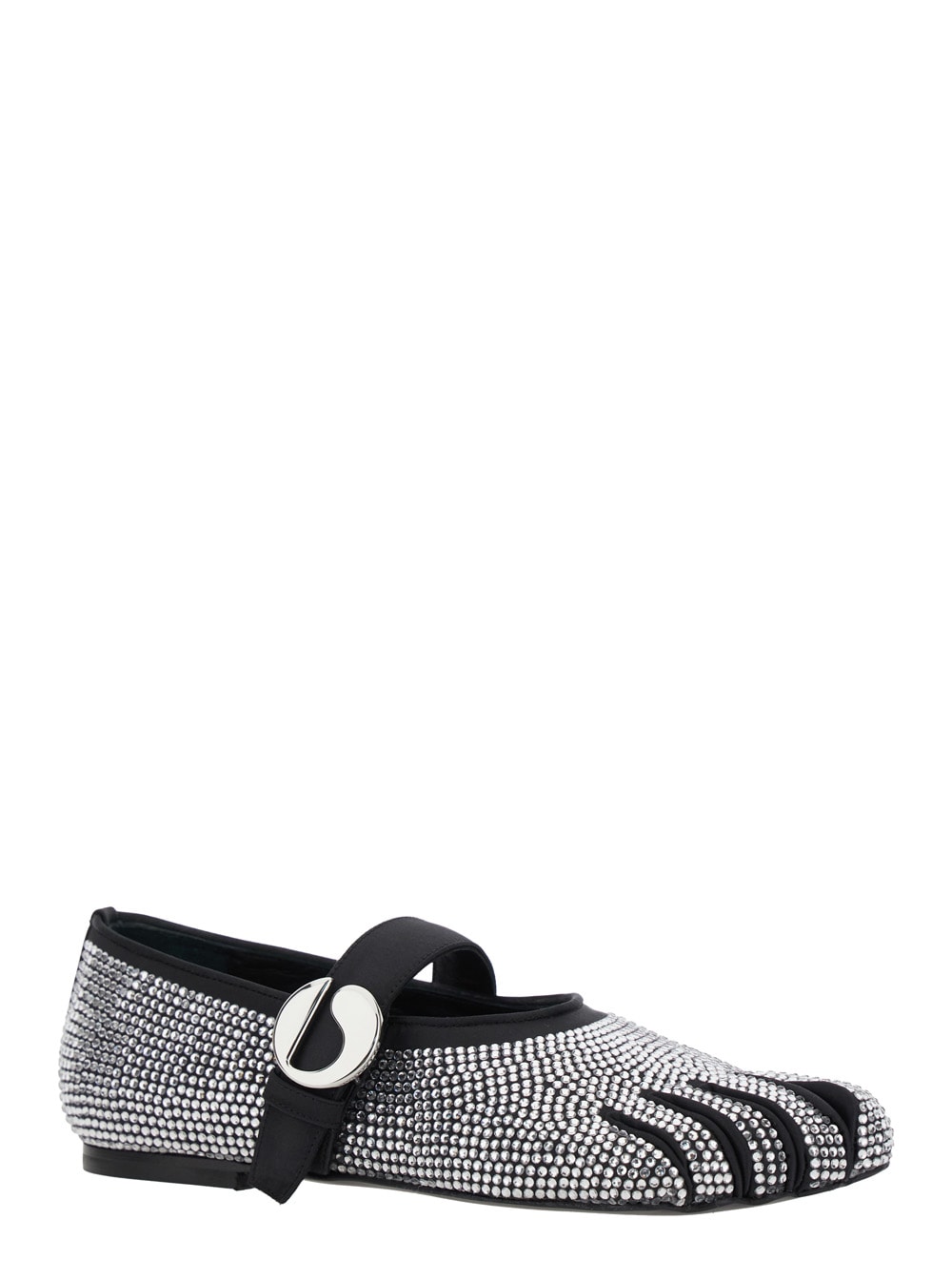 Shop Coperni Colette Multicolor Ballet Flats With Five-toe Design And All-over Applied Crystals In Tech Fabric