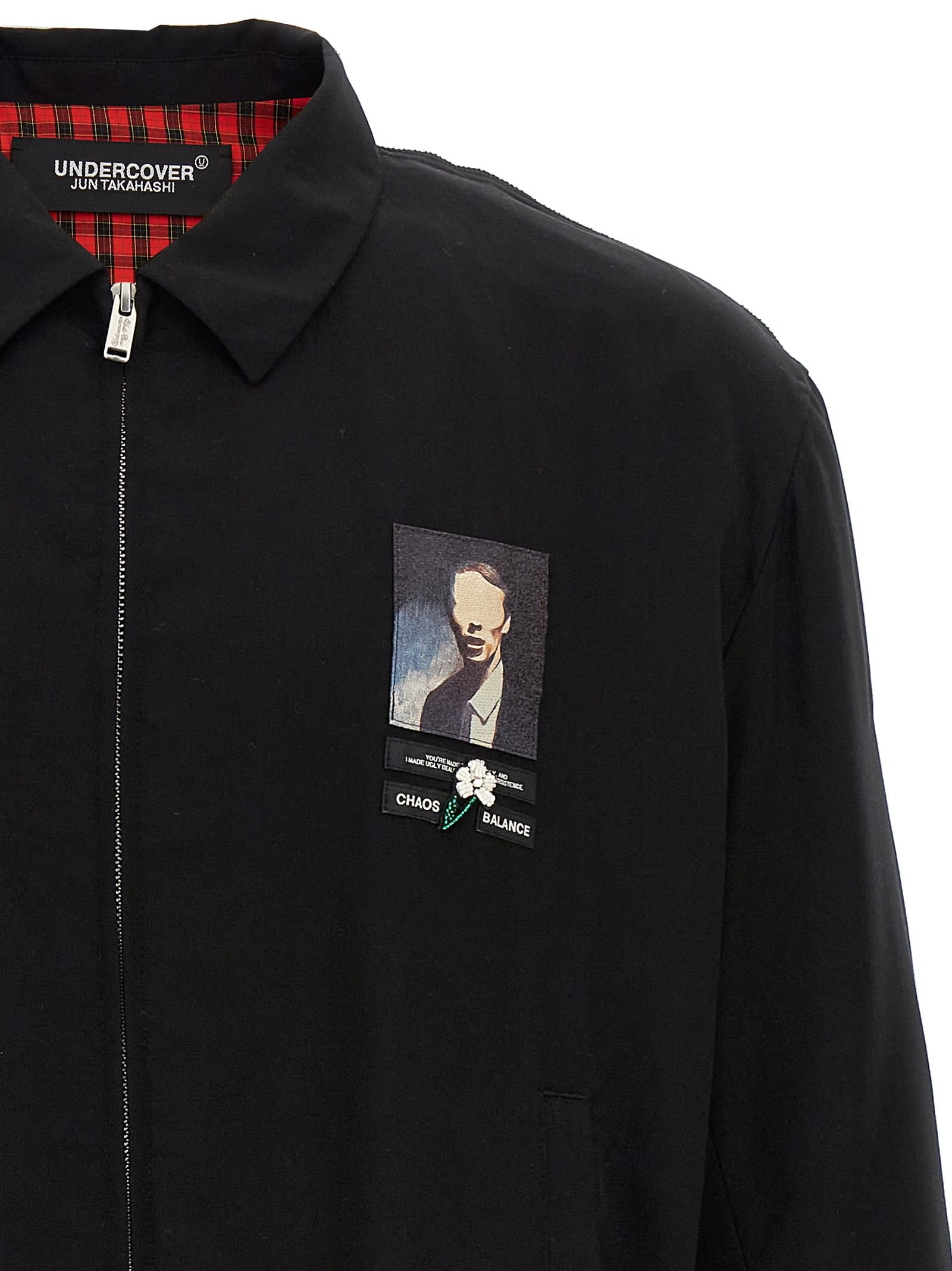 Undercover Zip Up Jacket With Portrait Patch Black