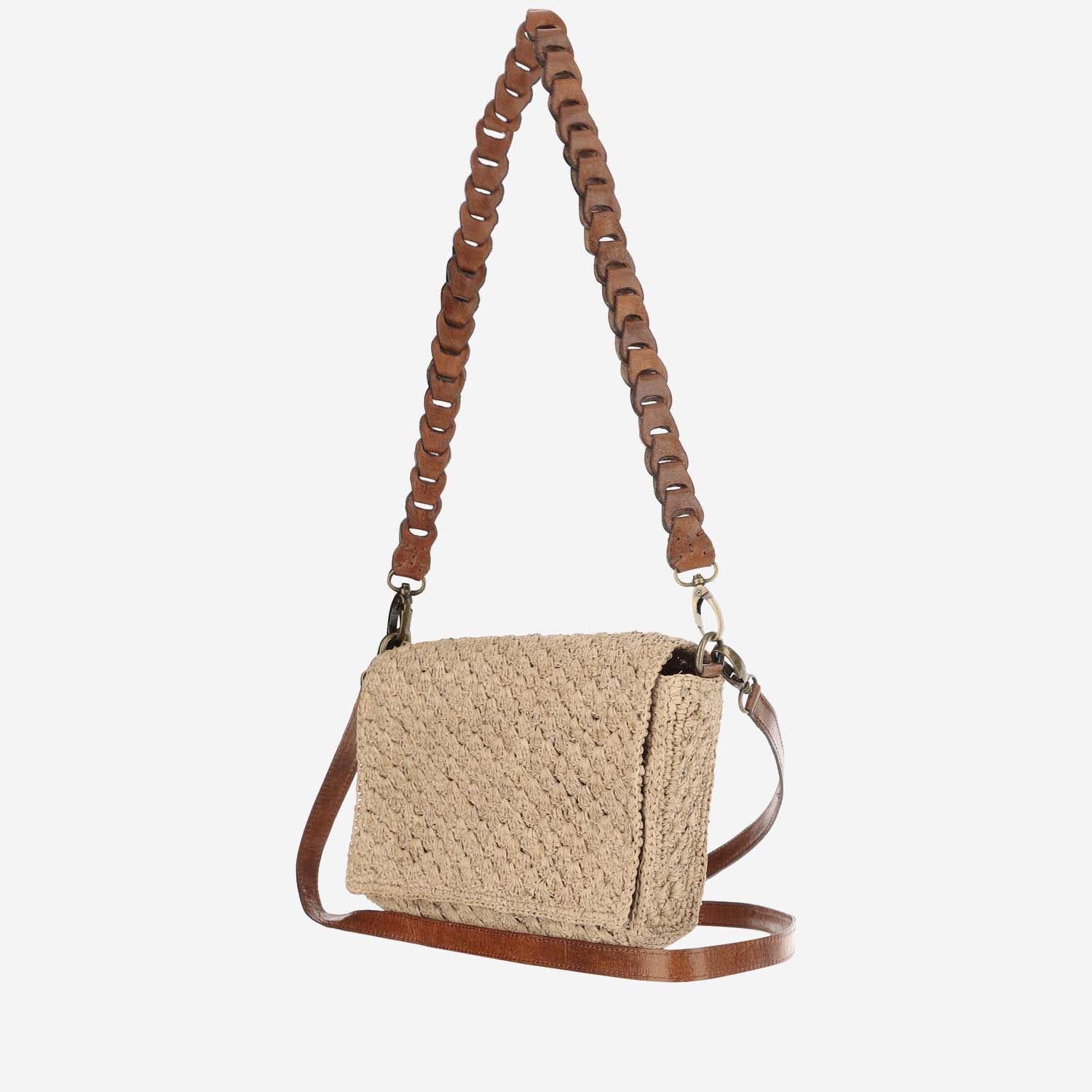 Shop Ibeliv Sonia Bag In Raffia And Leather In Beige