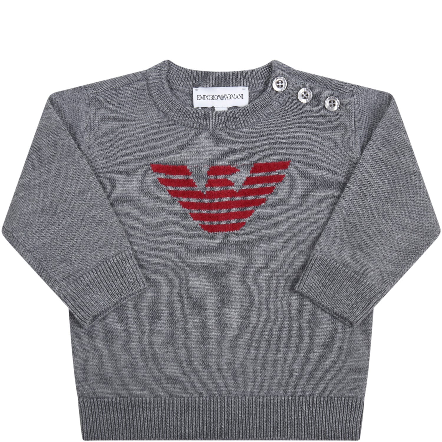 Armani Collezioni Grey Sweater For Baby Boy With Eagle