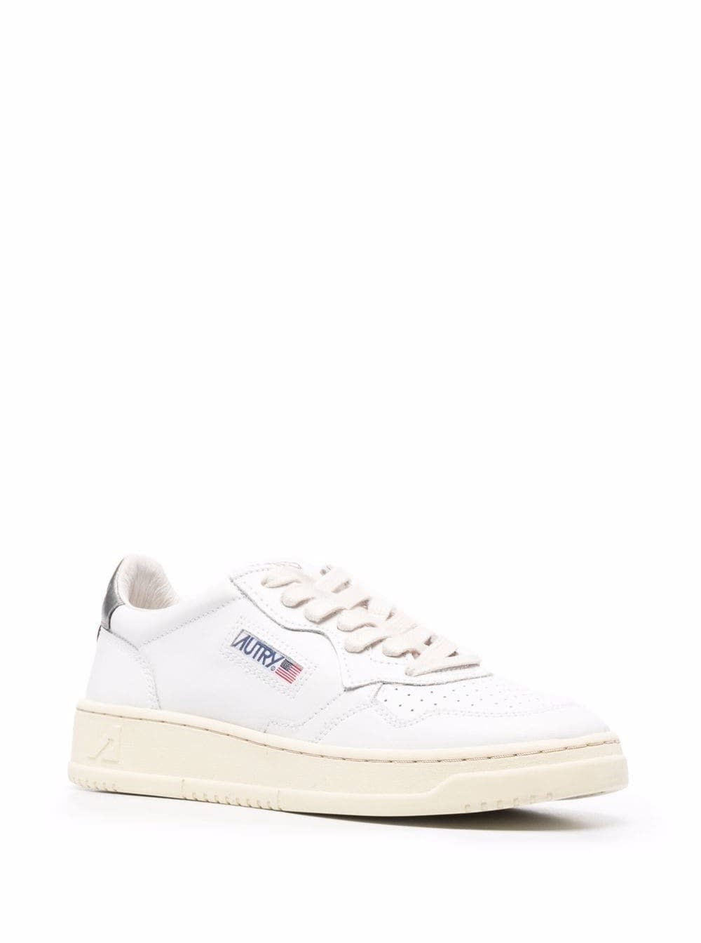 Shop Autry White And Silver Leather Sneakers  Woman