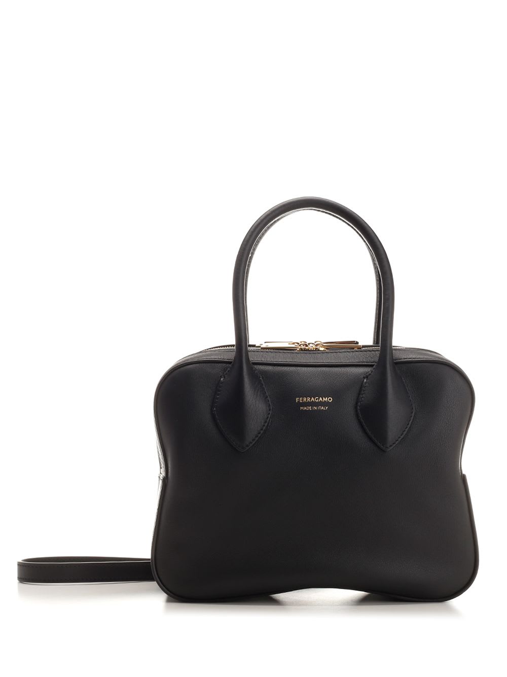 Ferragamo Star Triple Zip Handbag In Black
