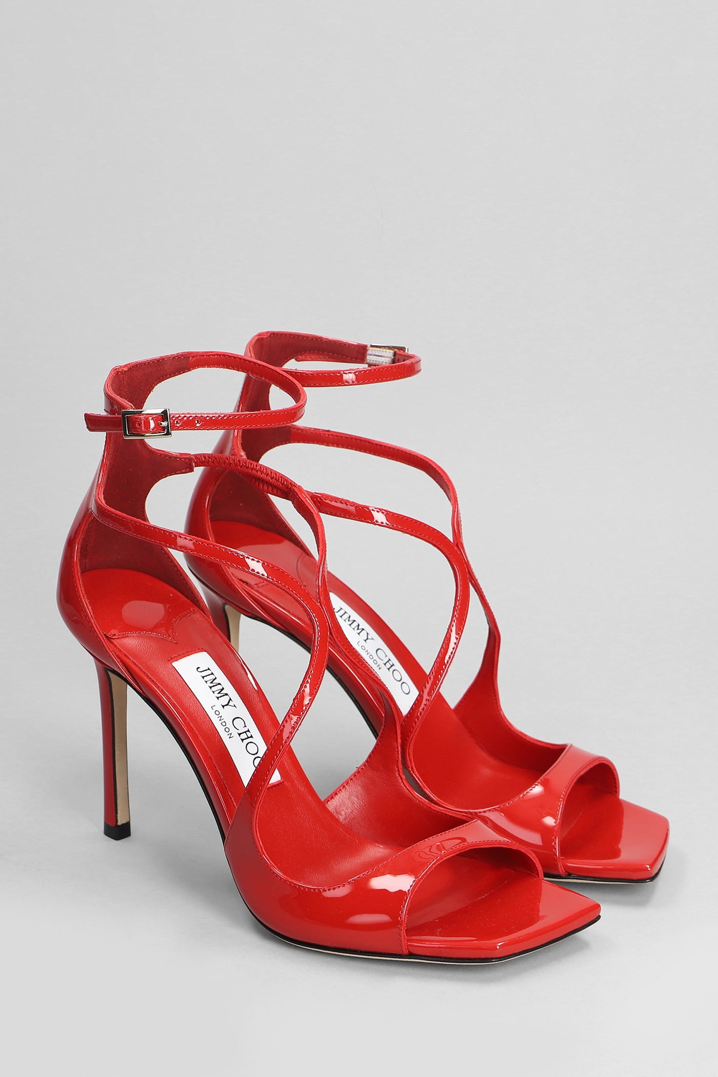 Shop Jimmy Choo Azia 95 Sandals In Red Patent Leather