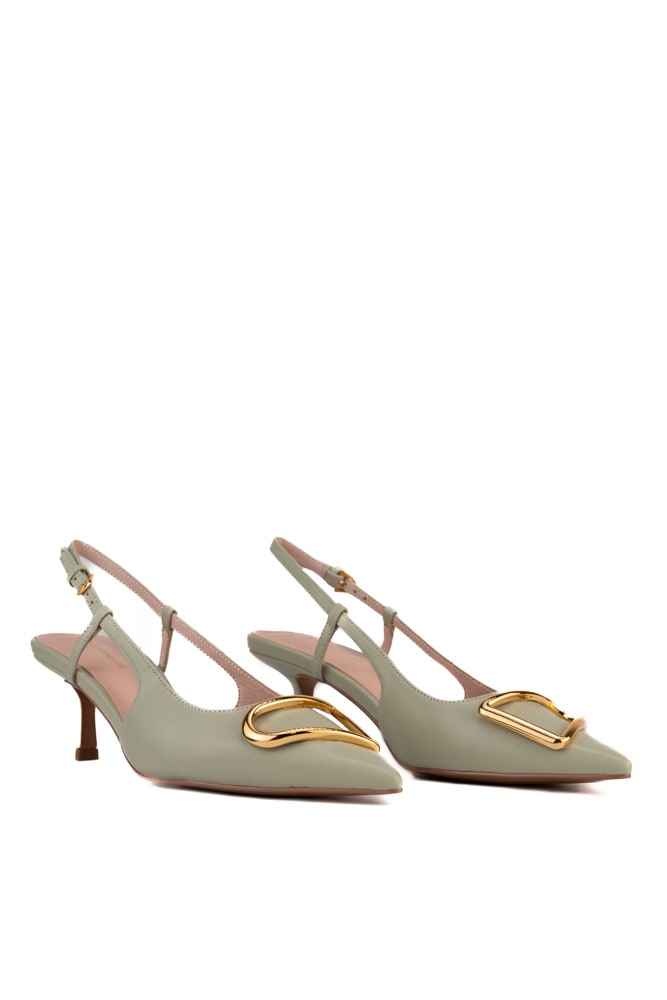 Shop Coccinelle Leather Pumps With Stiletto Heel In Celadon Green