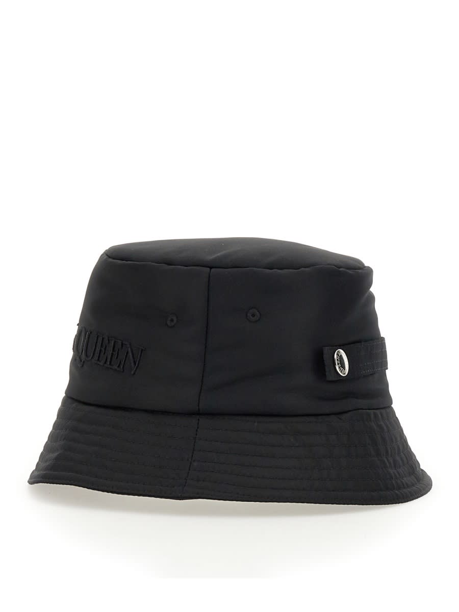 Shop Alexander Mcqueen Bucket Hat With Logo In Black