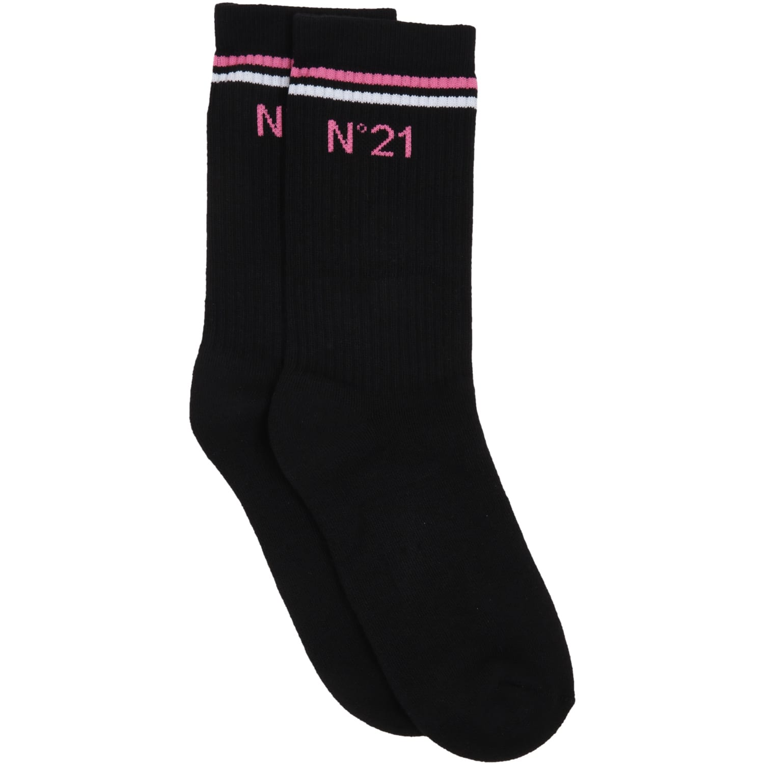 N.21 Black Socks For Girl With Logo