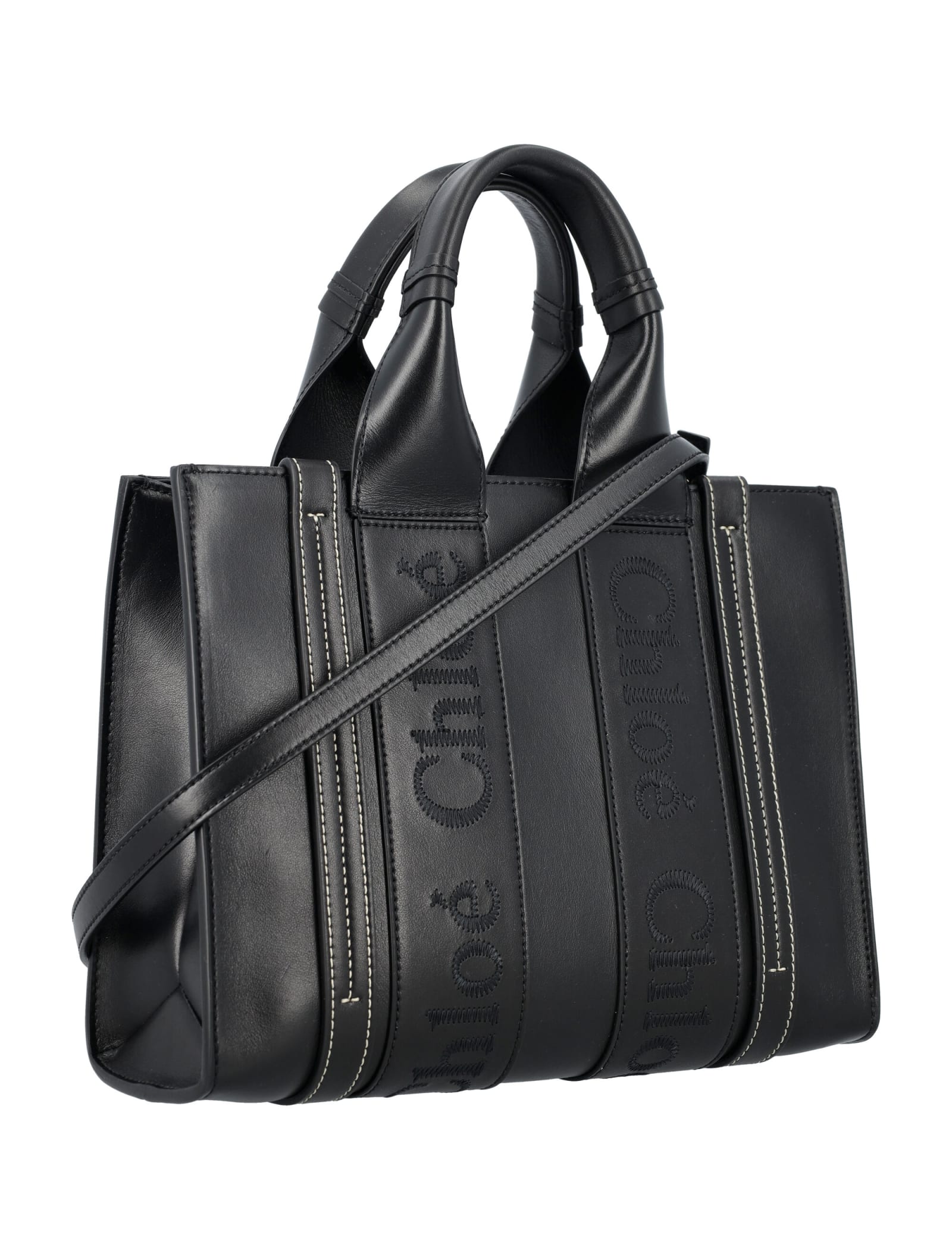 Shop Chloé Woody Small Tote Bag In Black