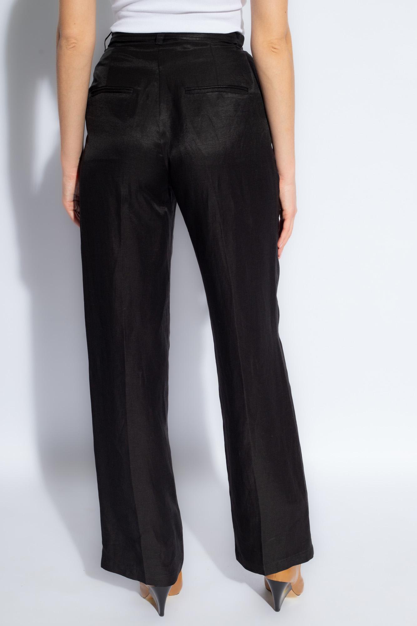 Shop Anine Bing Carrie High-waisted Trousers In Black
