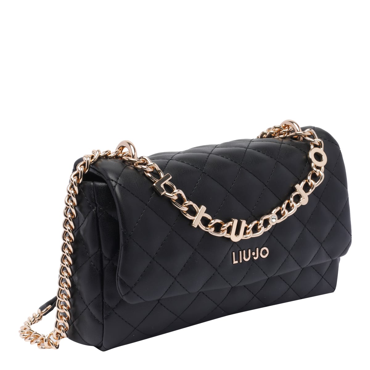 Liu •jo Quilted Rectangular Chain Strap Shoulder Bag In Black