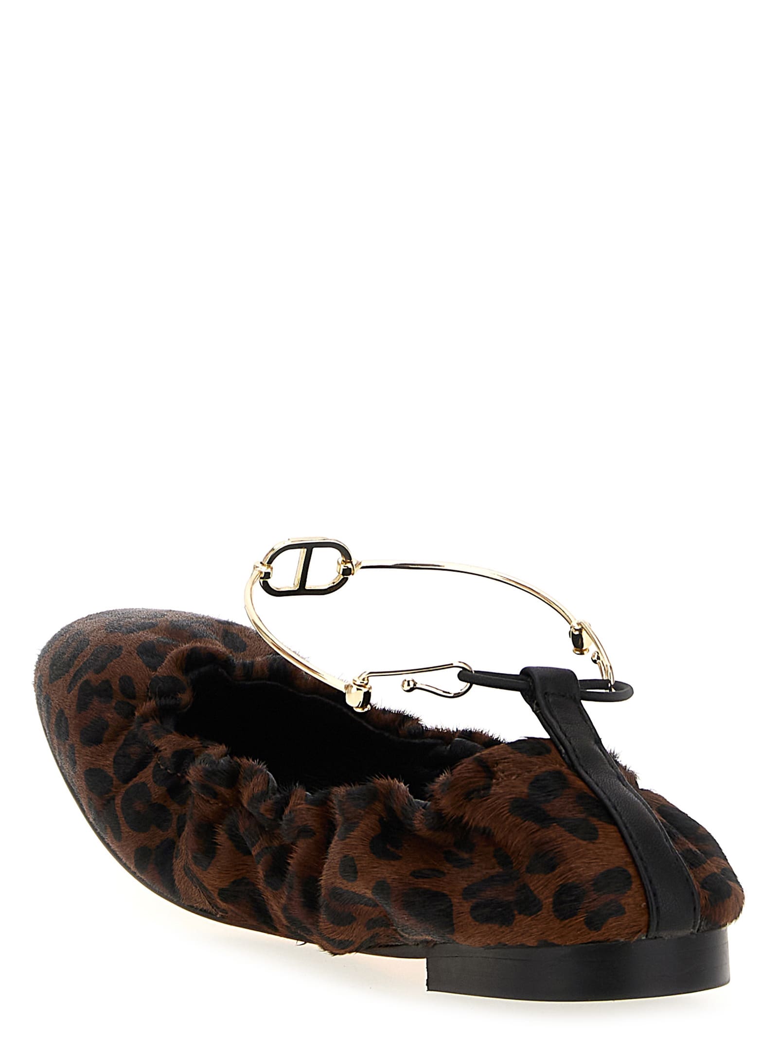 Twinset Animal Print Ballet Flats In Brown