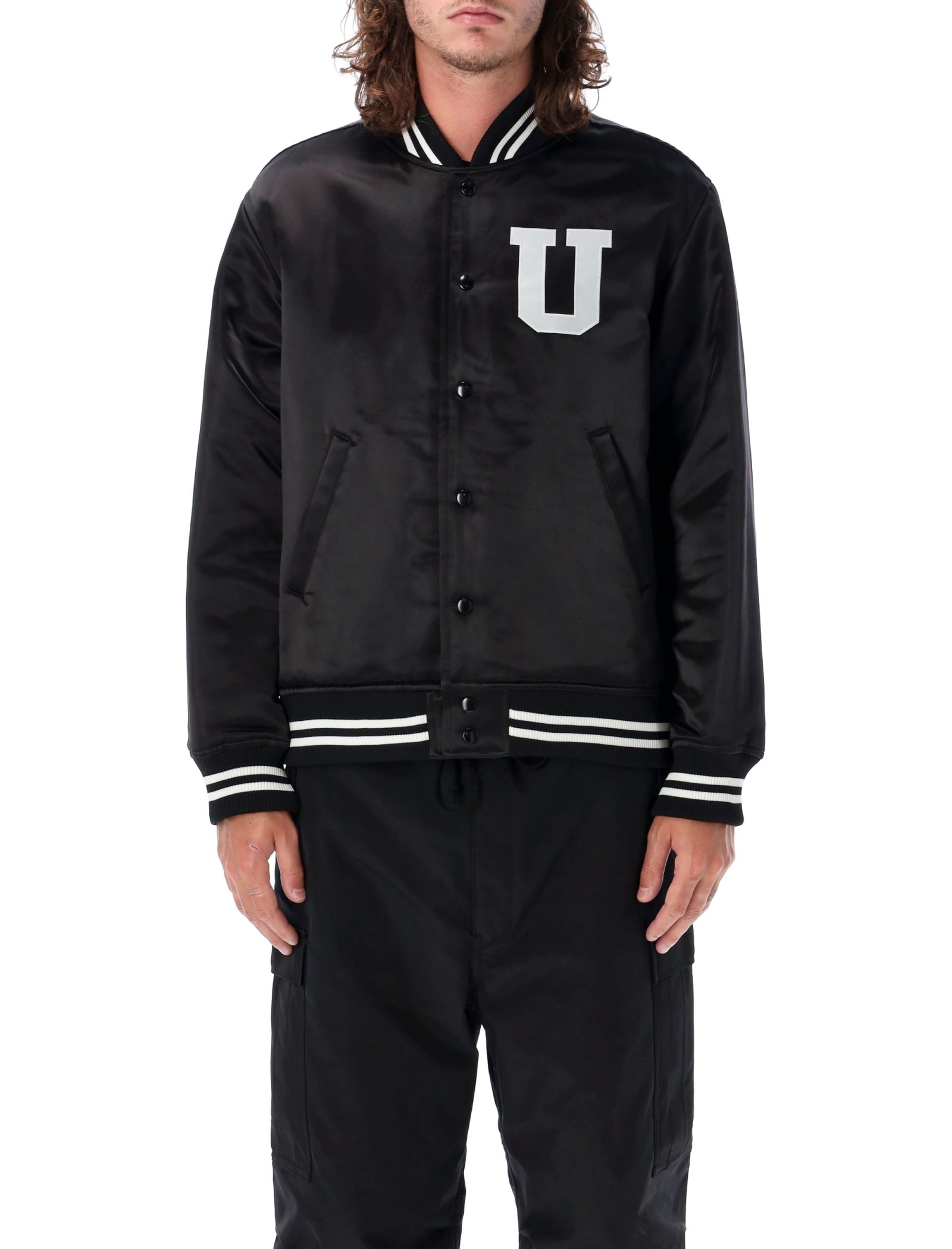 Shop Undercover Varsity Jacket In Black