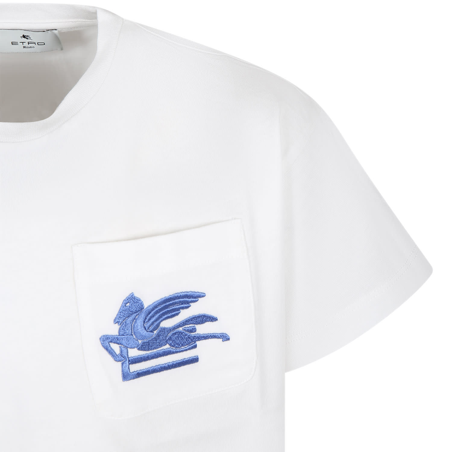 Shop Etro White T-shirt For Kids With Iconic Pegasus In Az