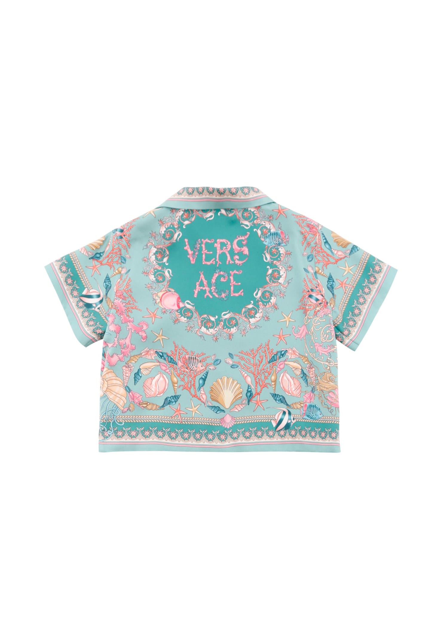 Versace Multicolor La Vacanza Shirt For Babykids In Green