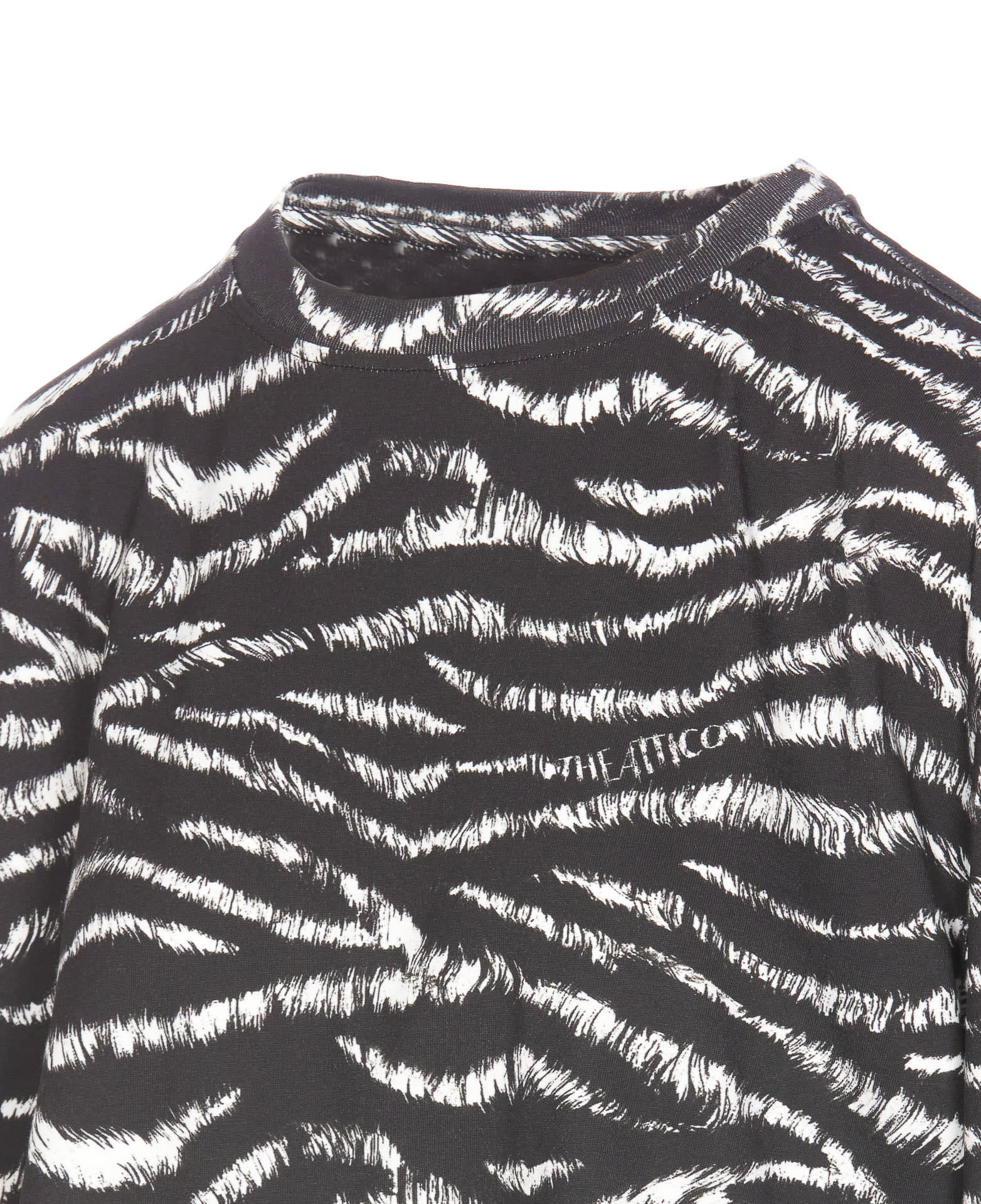 Attico Asymmetric Zebra Print Crewneck Top In Zebrato