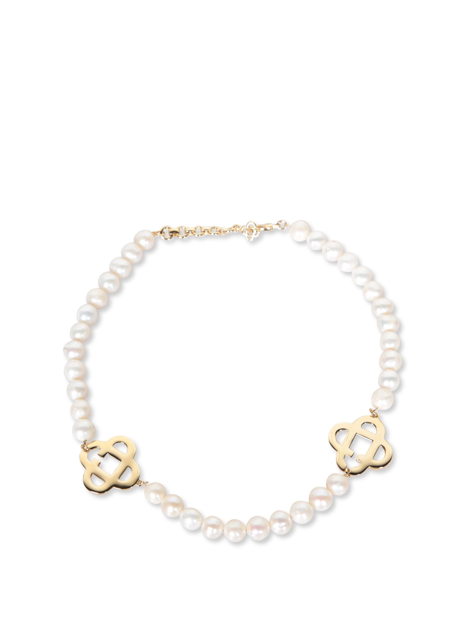Gold Logo Pearl Necklace