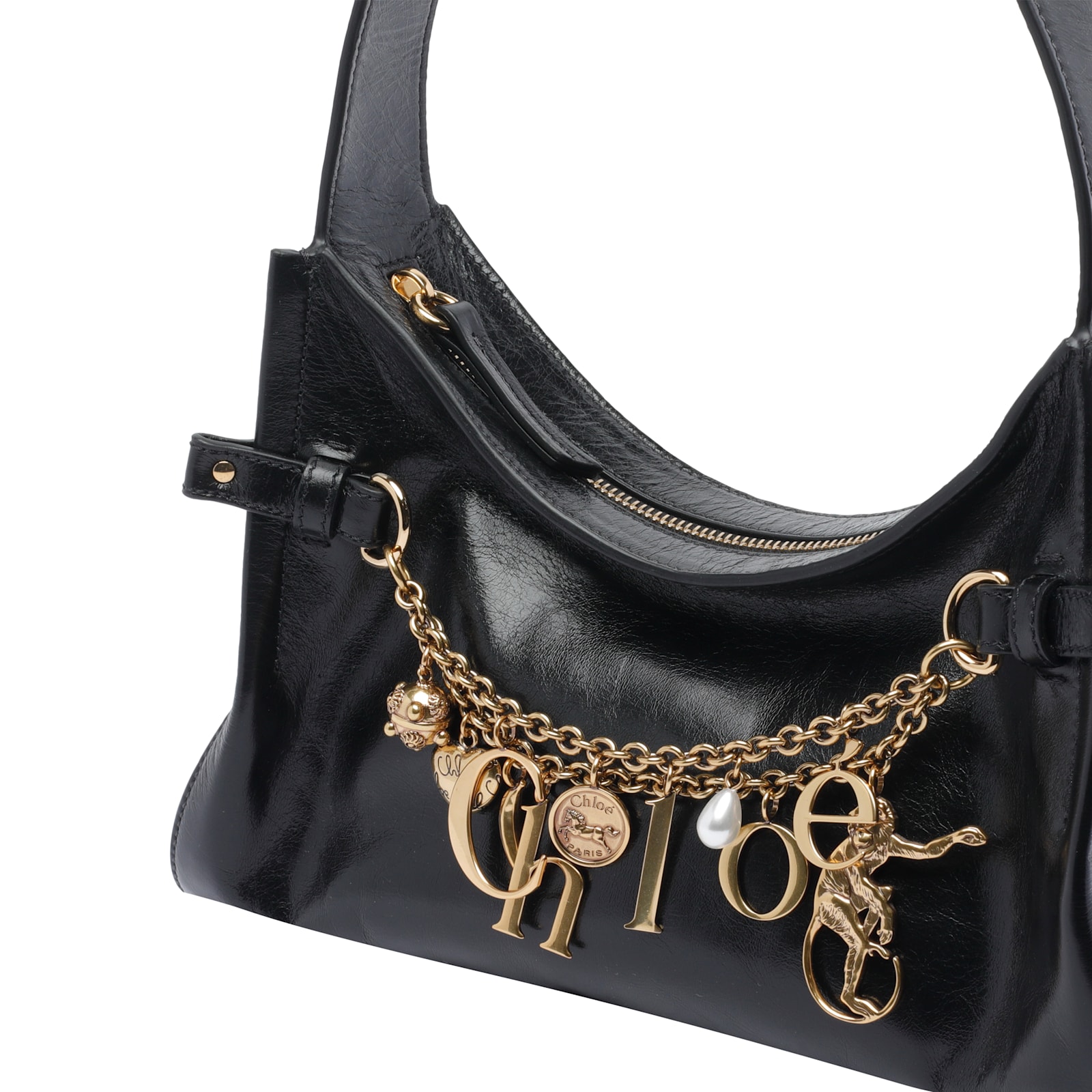Chloé Chloe Charm Shoulder Bag In Black