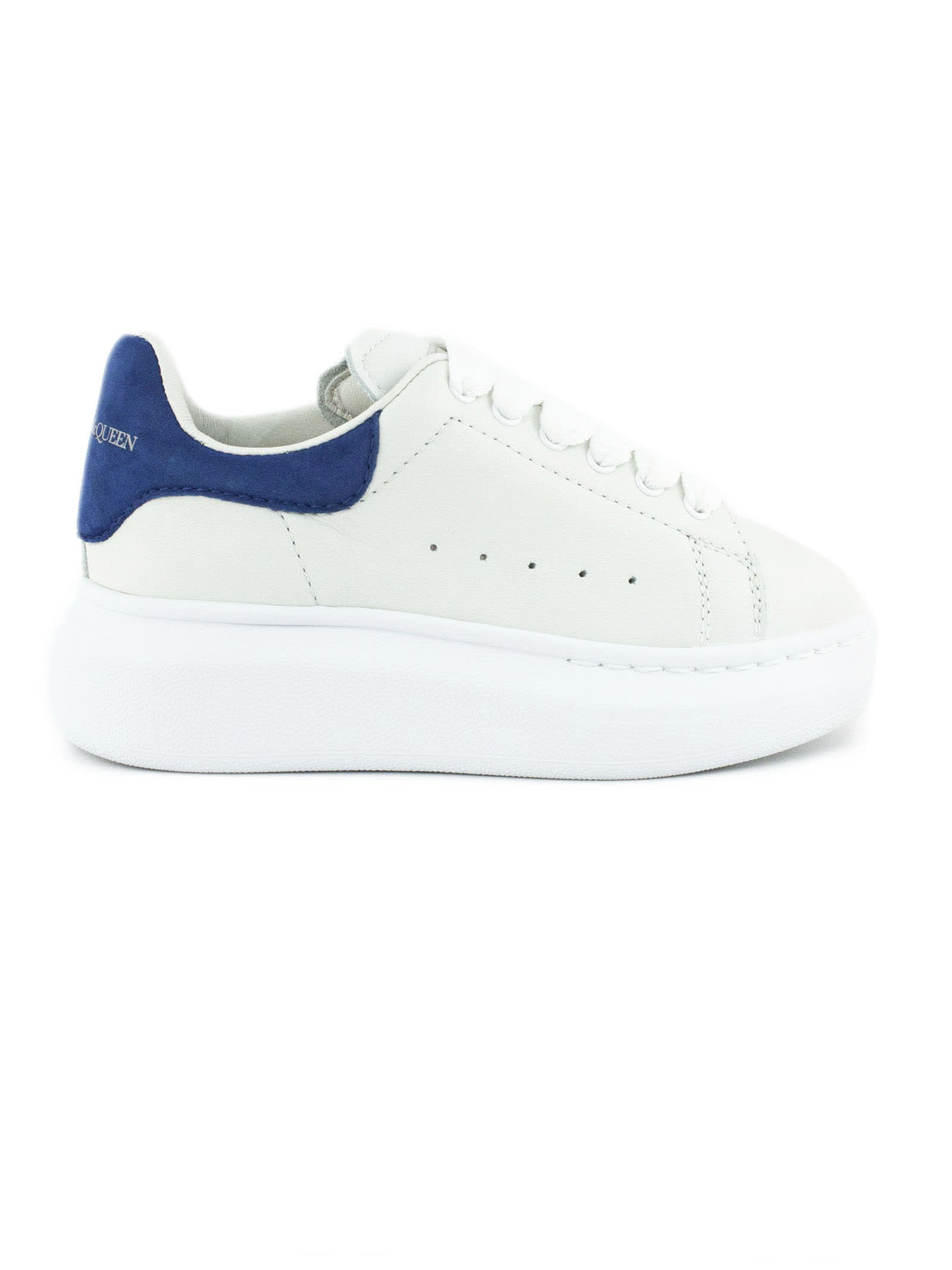 Alexander McQueen White And Blue Leather Sneakers