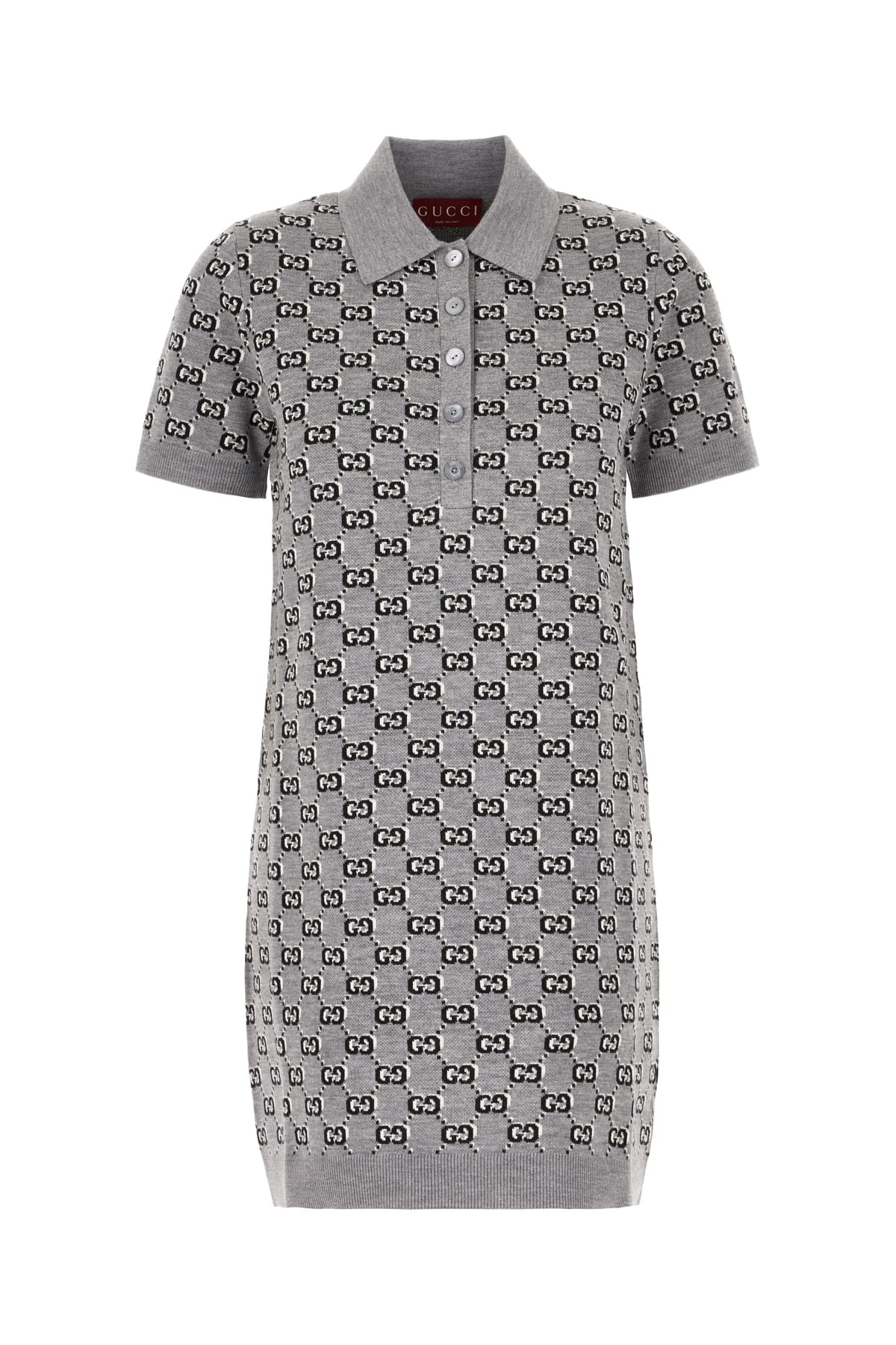 Gucci Embroidered Wool Mini Dress In Grigio