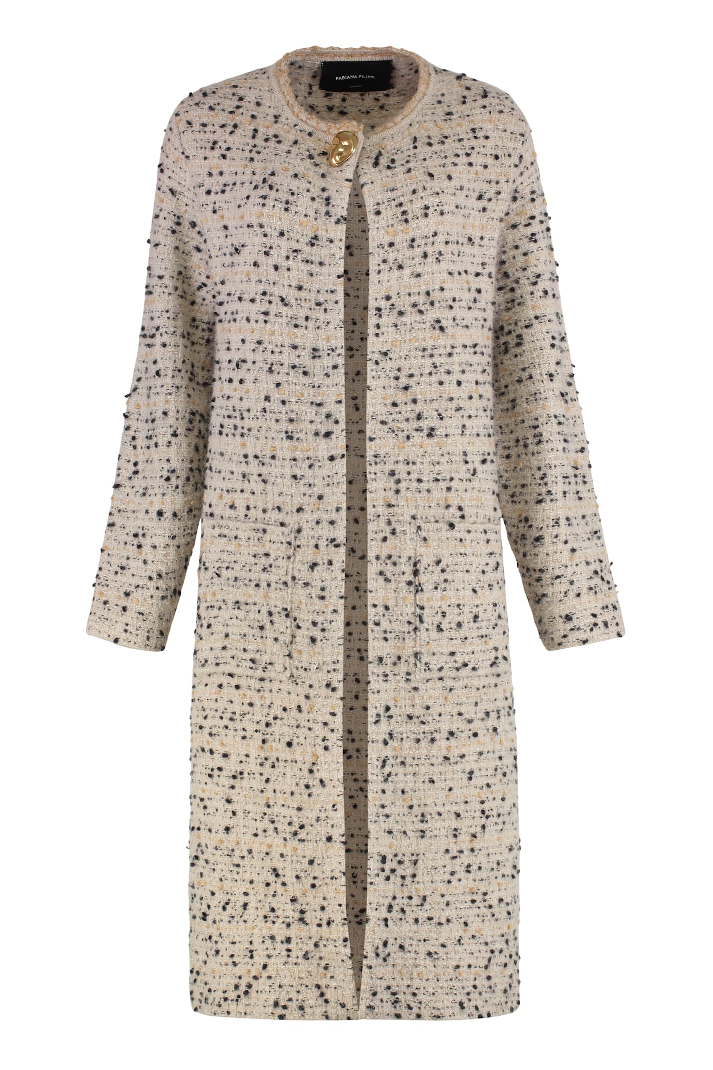 Fabiana Filippi Wool Blend Maxi-cardigan In Brown