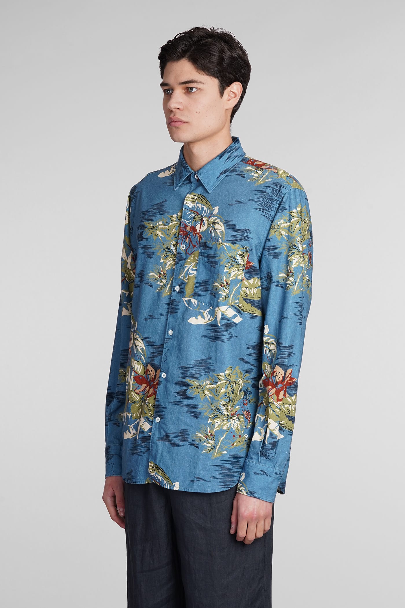 Shop Aspesi Camicia Sedici Shirt In Blue Linen