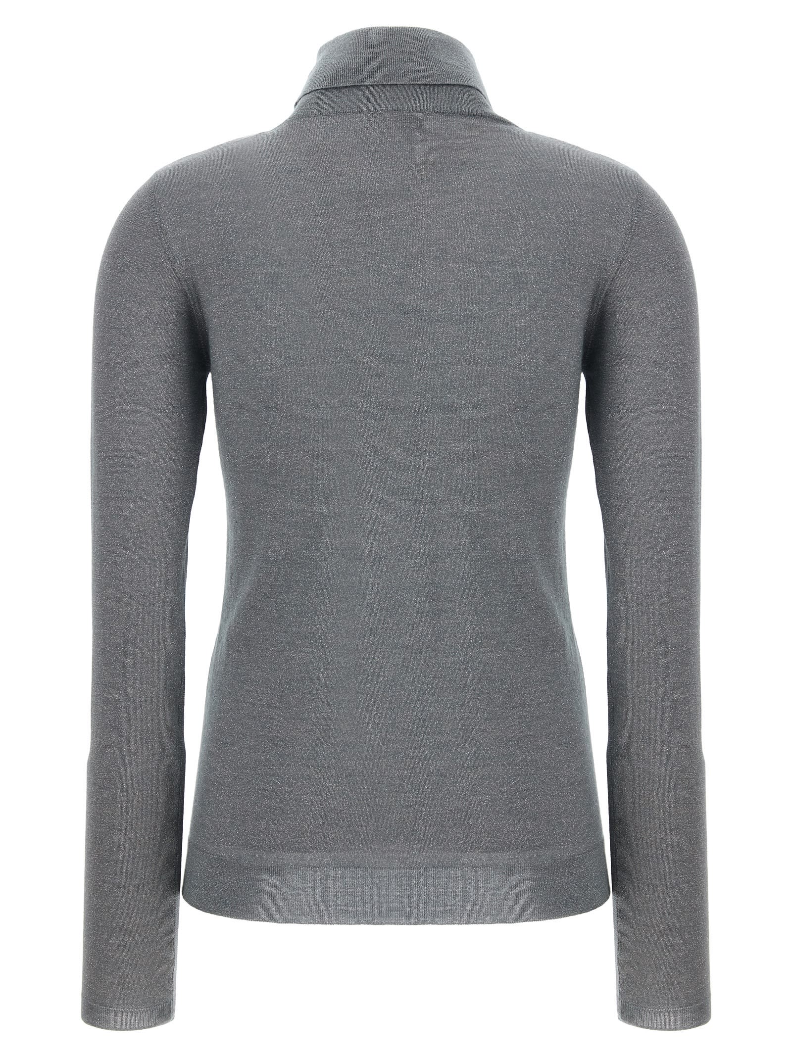 Shop Brunello Cucinelli Lurex Turtleneck Sweater In Gray