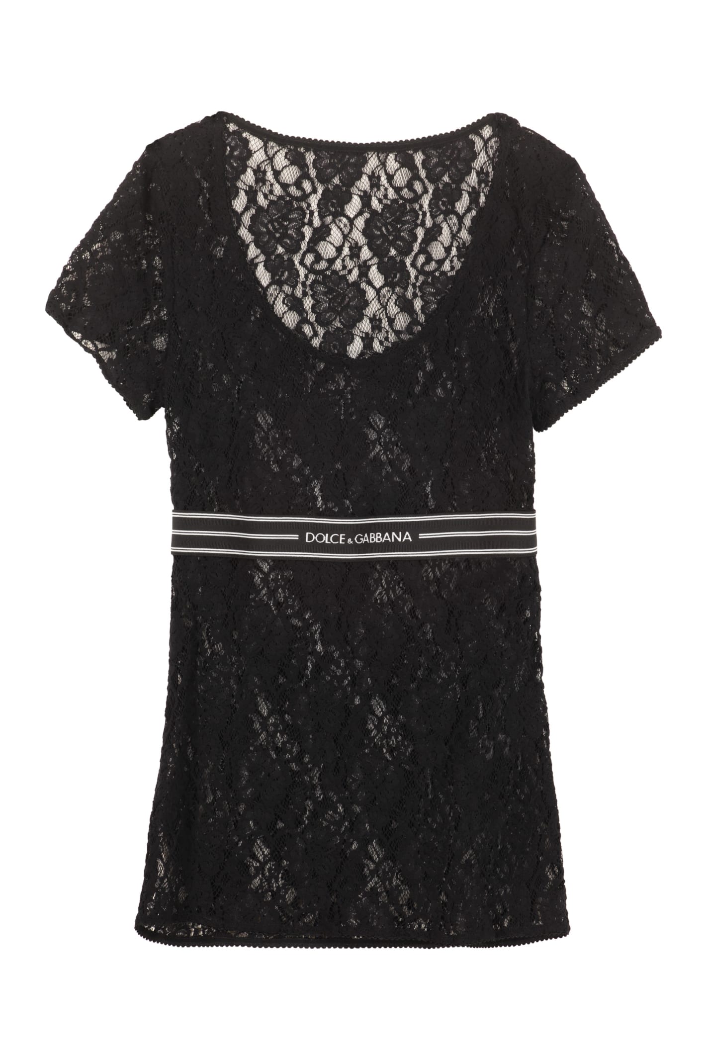 Dolce & Gabbana Lace T-shirt In Black