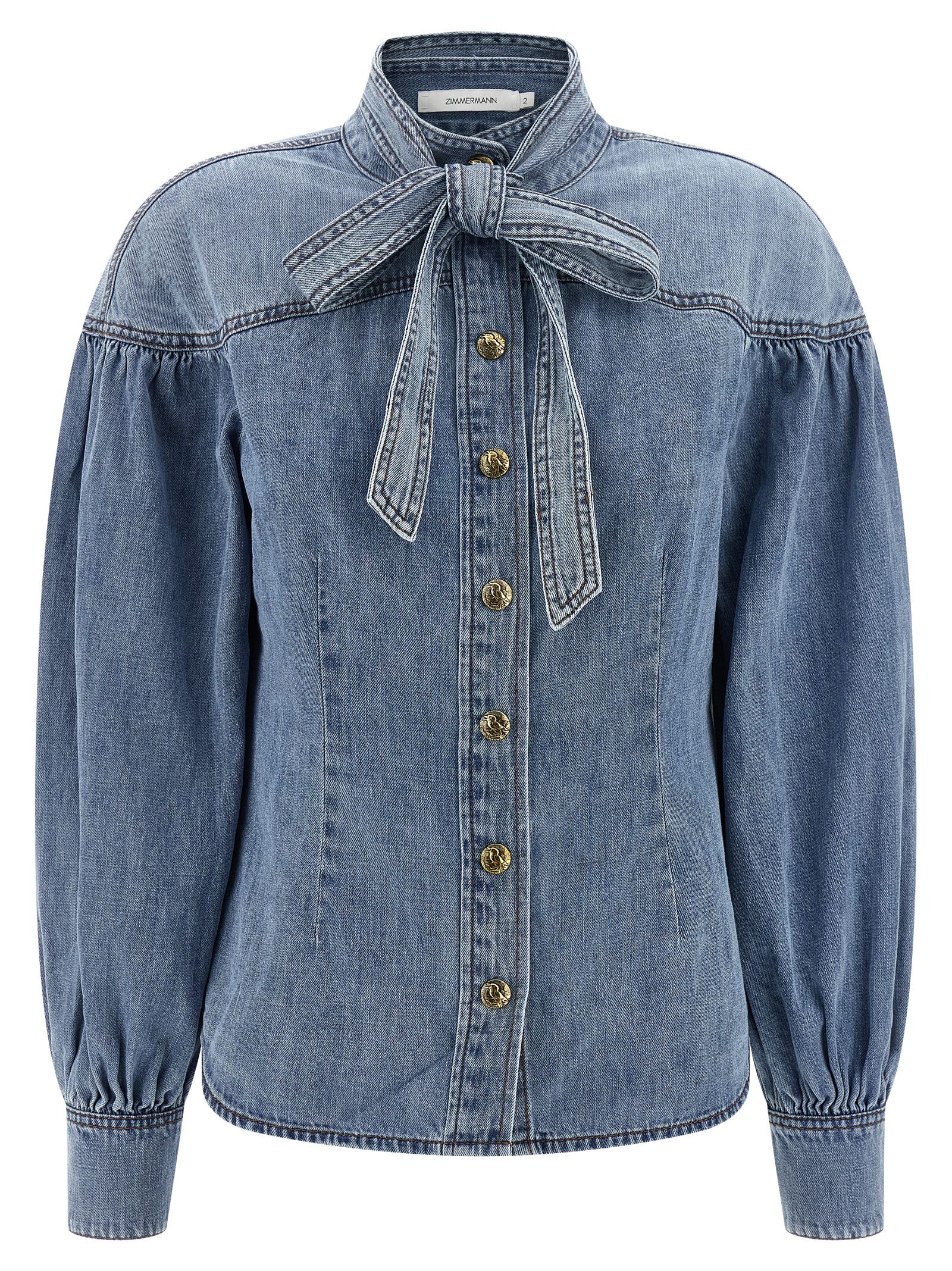 Zimmermann Denim Shirt Shirt And Blouse Light Blue In Blue