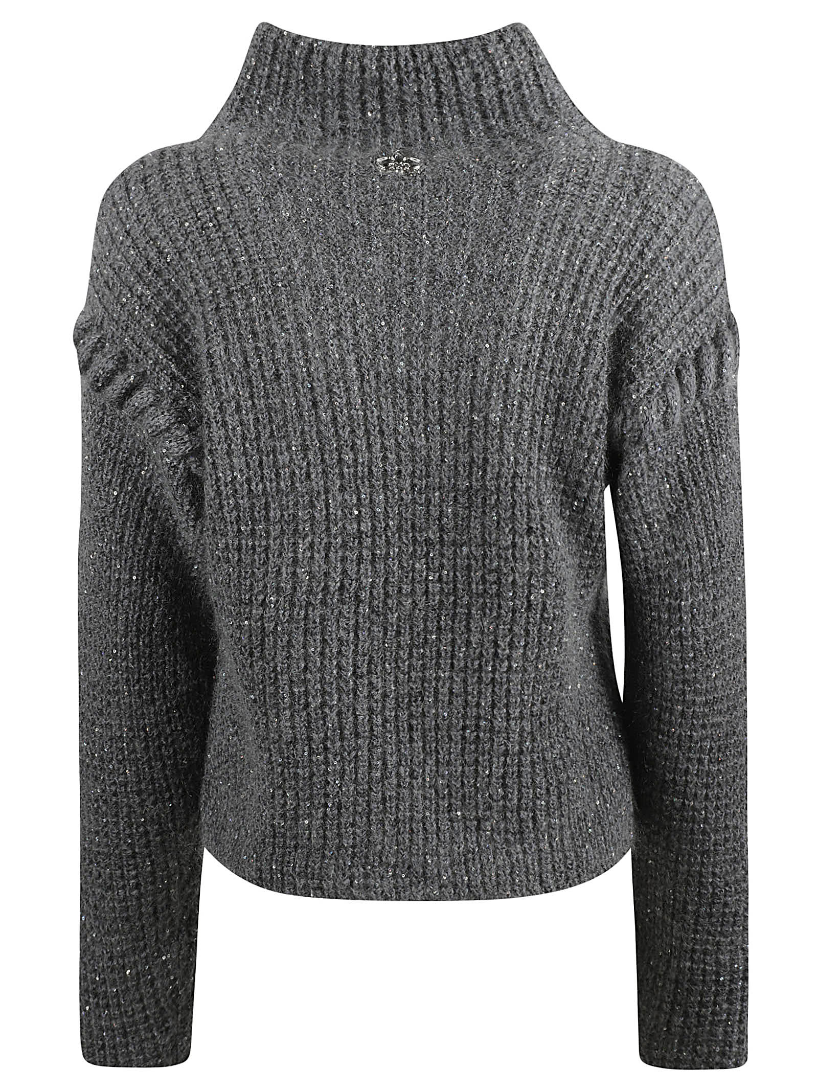 Shop Genny Rib Knit Sweater In Grey