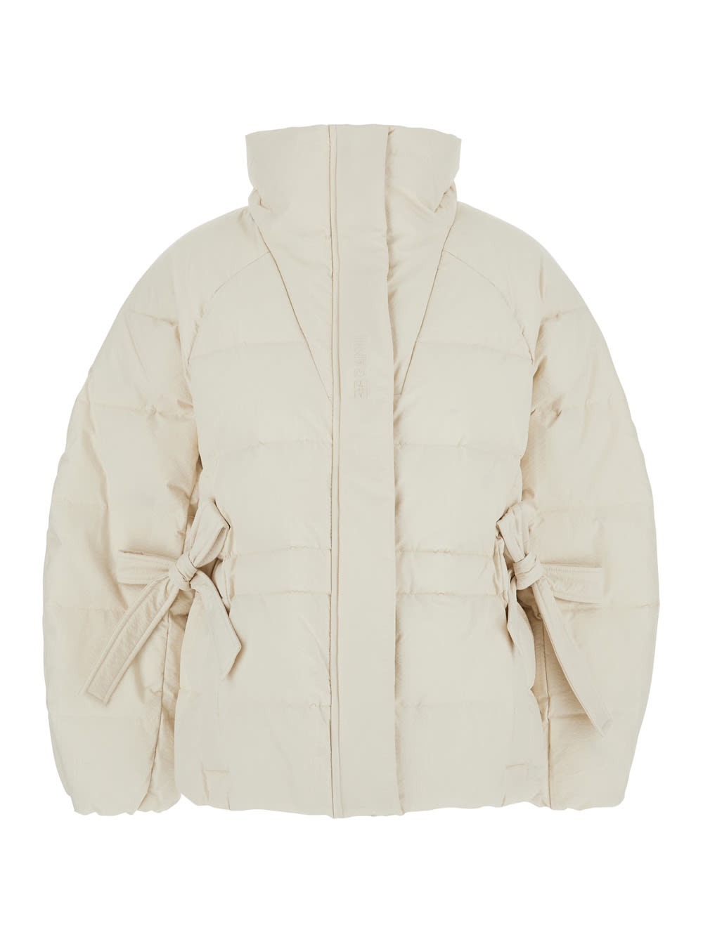 Shop Ganni Tech Seersucker Oversized Puffer Jacket In White