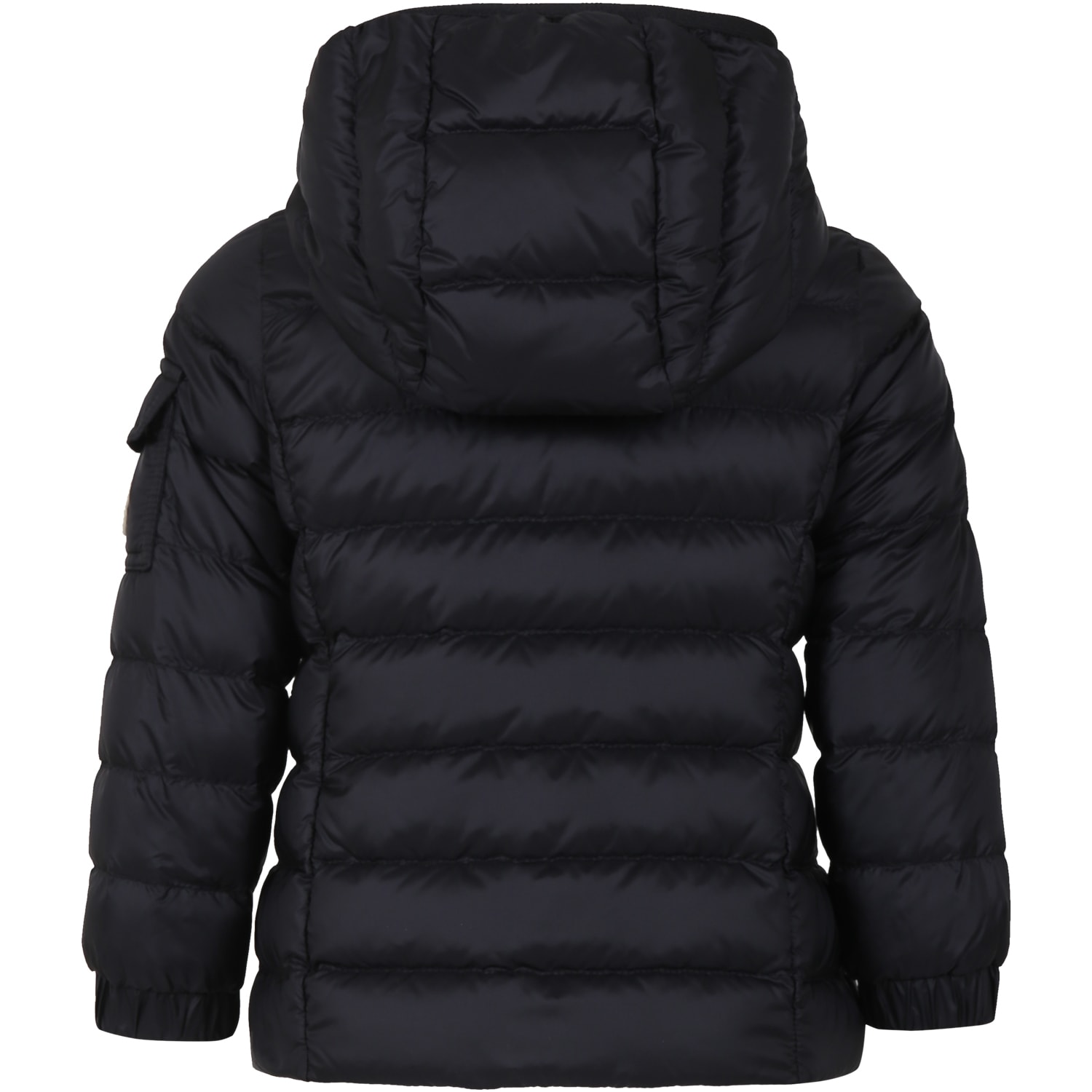 Shop Moncler Down Jacket With Hood For Girl In Black