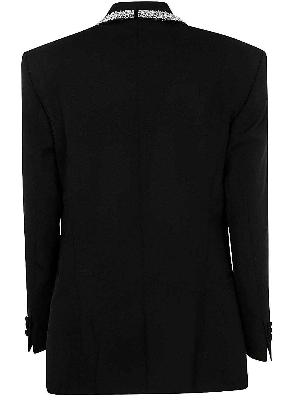 Shop Balmain Strass Piping Gdp Shawl Collar Jacket In Ehv Black Kristal