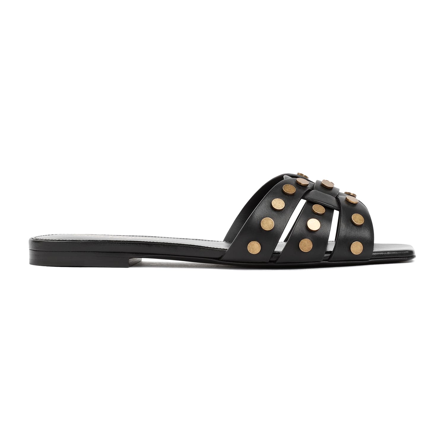 Shop Saint Laurent Leather Tribute Sandals In Nero