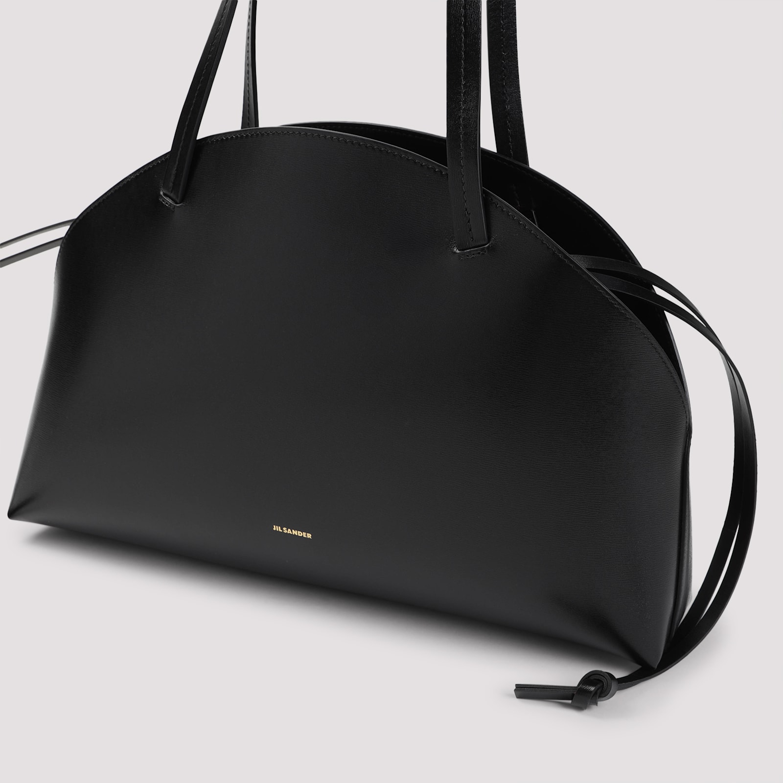 Jil Sander Curve Medium Black Leather Crossbody Bag In Black